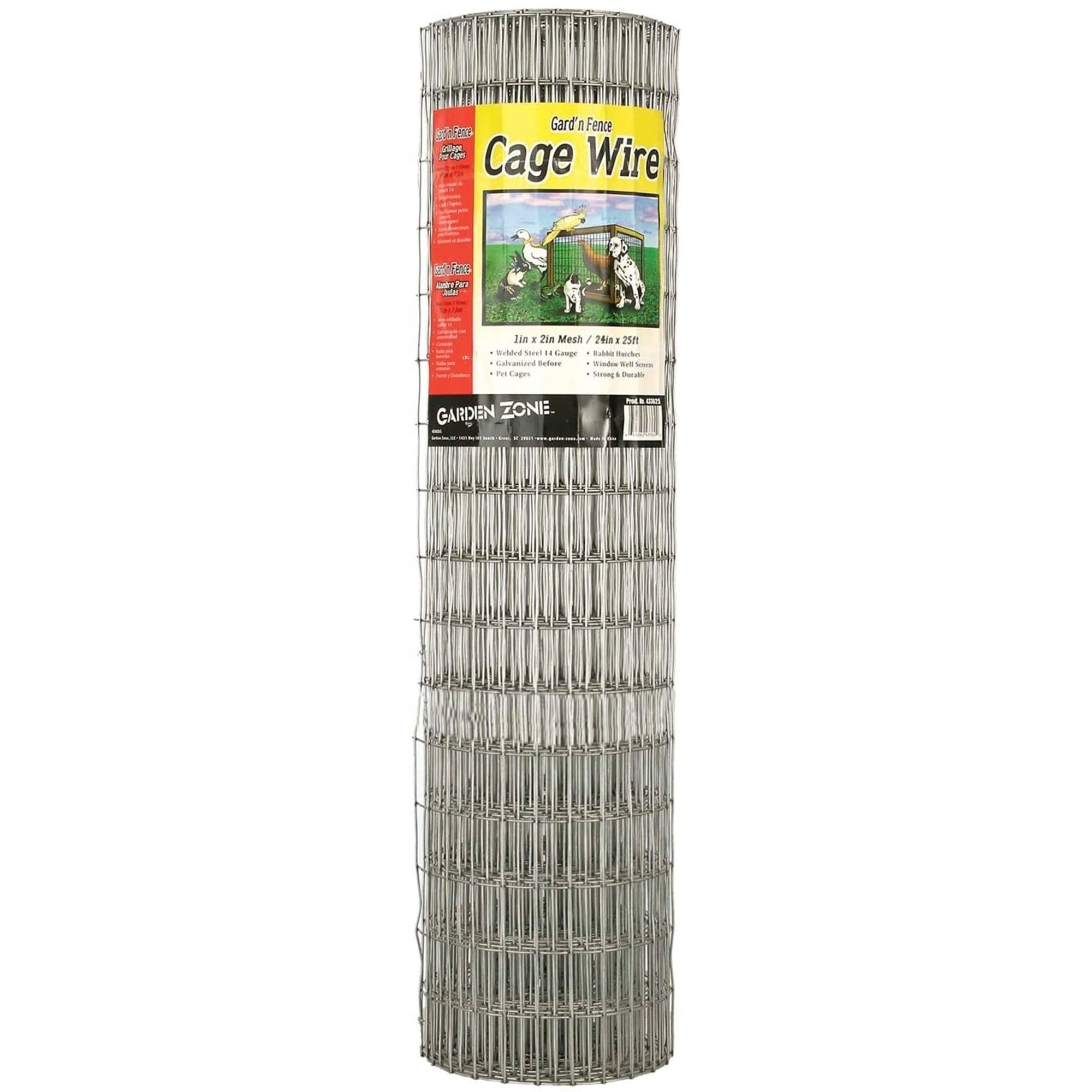Garden Zone 1 x 2 Inch Mesh 14-Gauge Galvanized Wire Fence, 24" x 25'