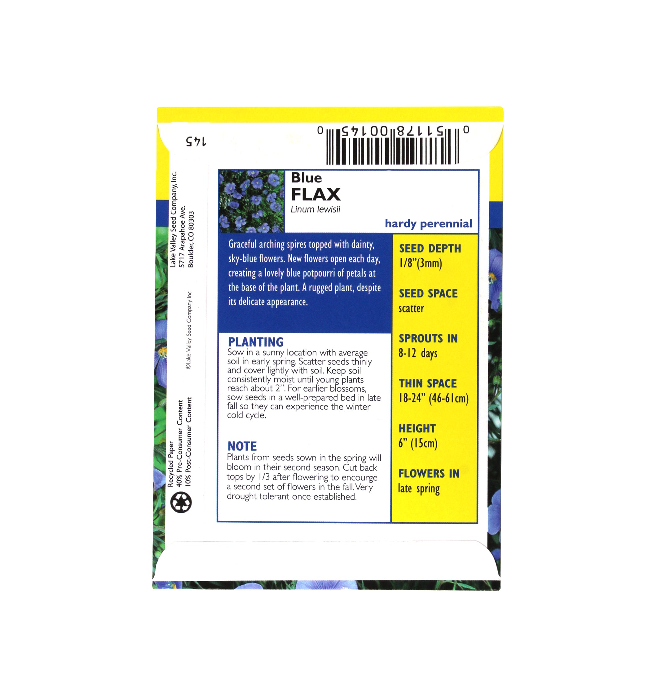 Lake Valley Seed Flax, Blue Heirloom, 0.5g