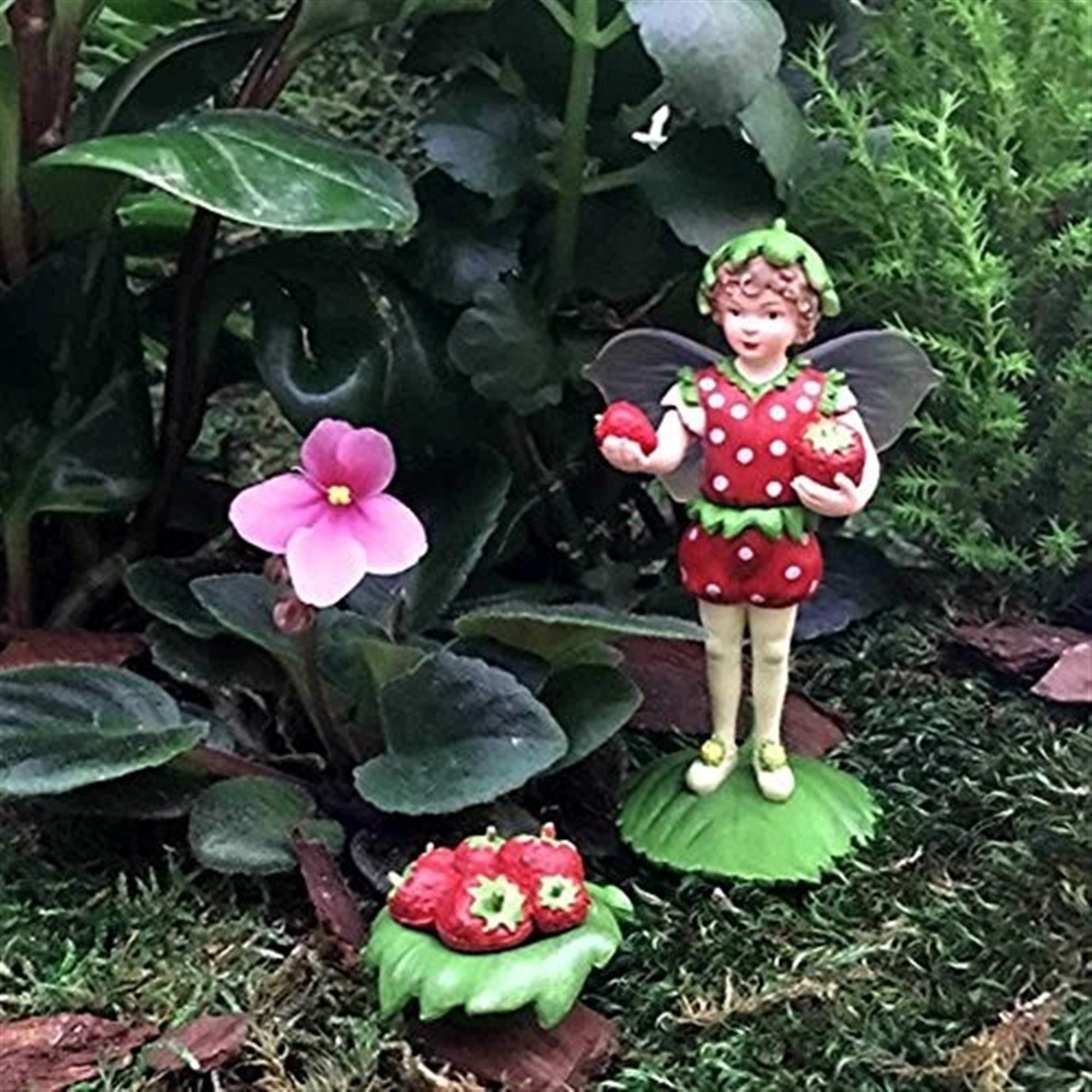 Flower Fairies Secret Garden Strawberry Fairy w/ Basket of Berries, 7"