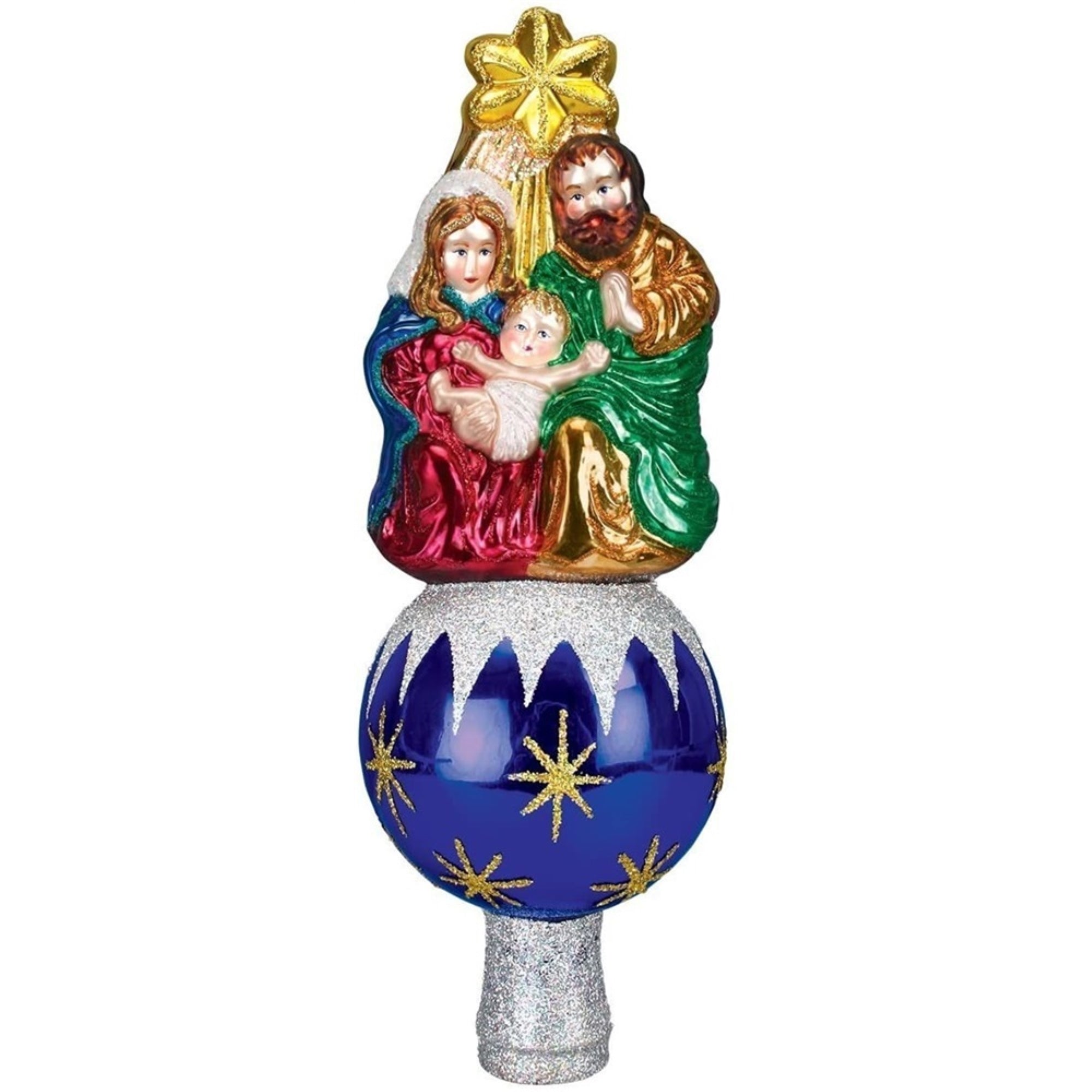 Old World Christmas Glass Blown Nativity Tree Top Ornament