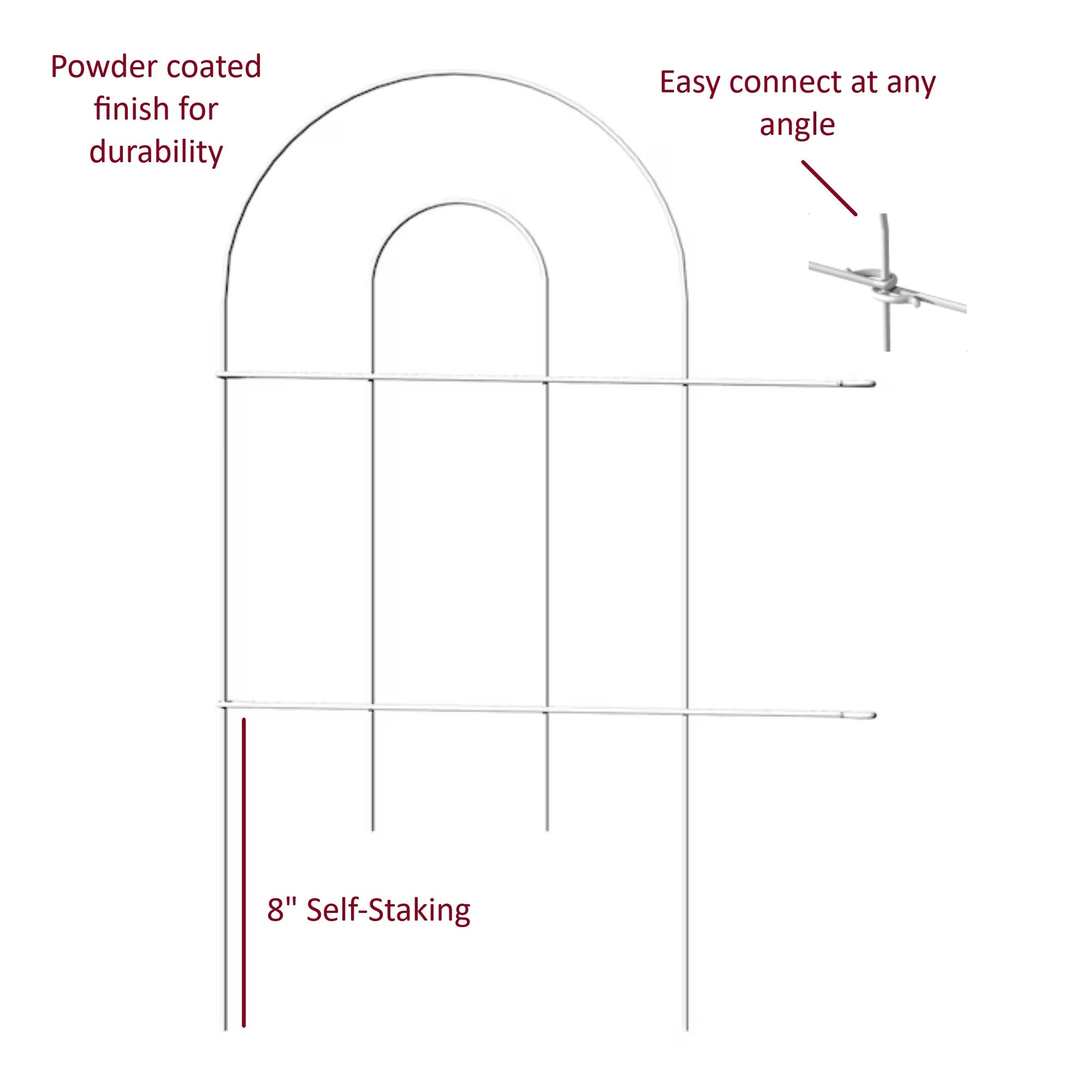 Origin Point Garden Craft Round Folding Border Fence, White, 10' L x 24" H