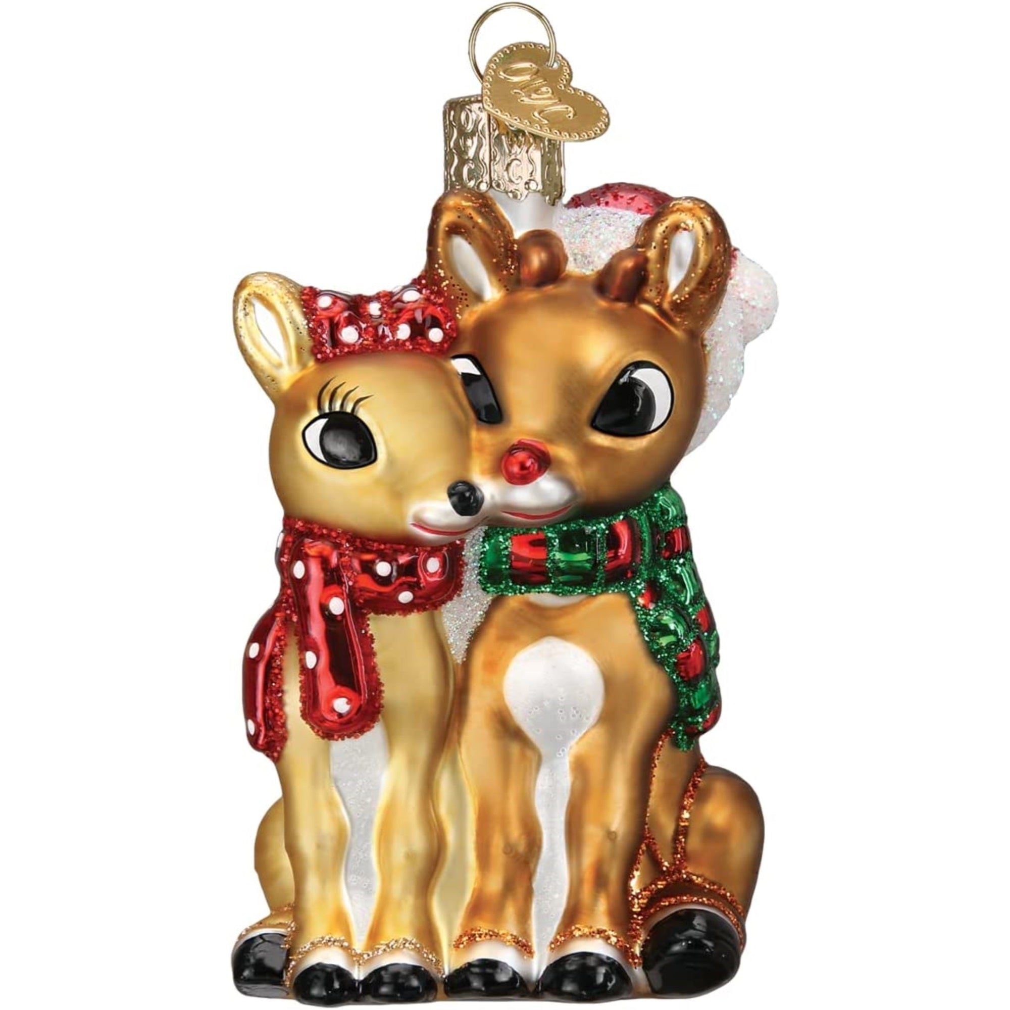 Old World Christmas Blown Glass Christmas Ornaments, Rudolph And Clarice