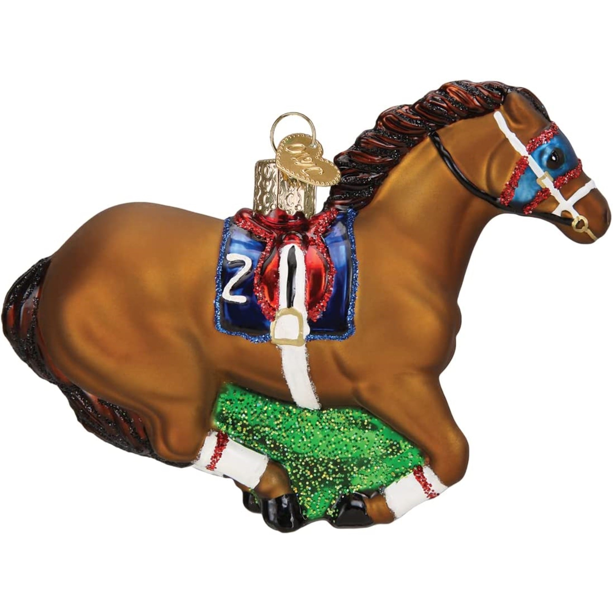 Old World Christmas Racehorse Blown Glass Holiday Ornament For Tree