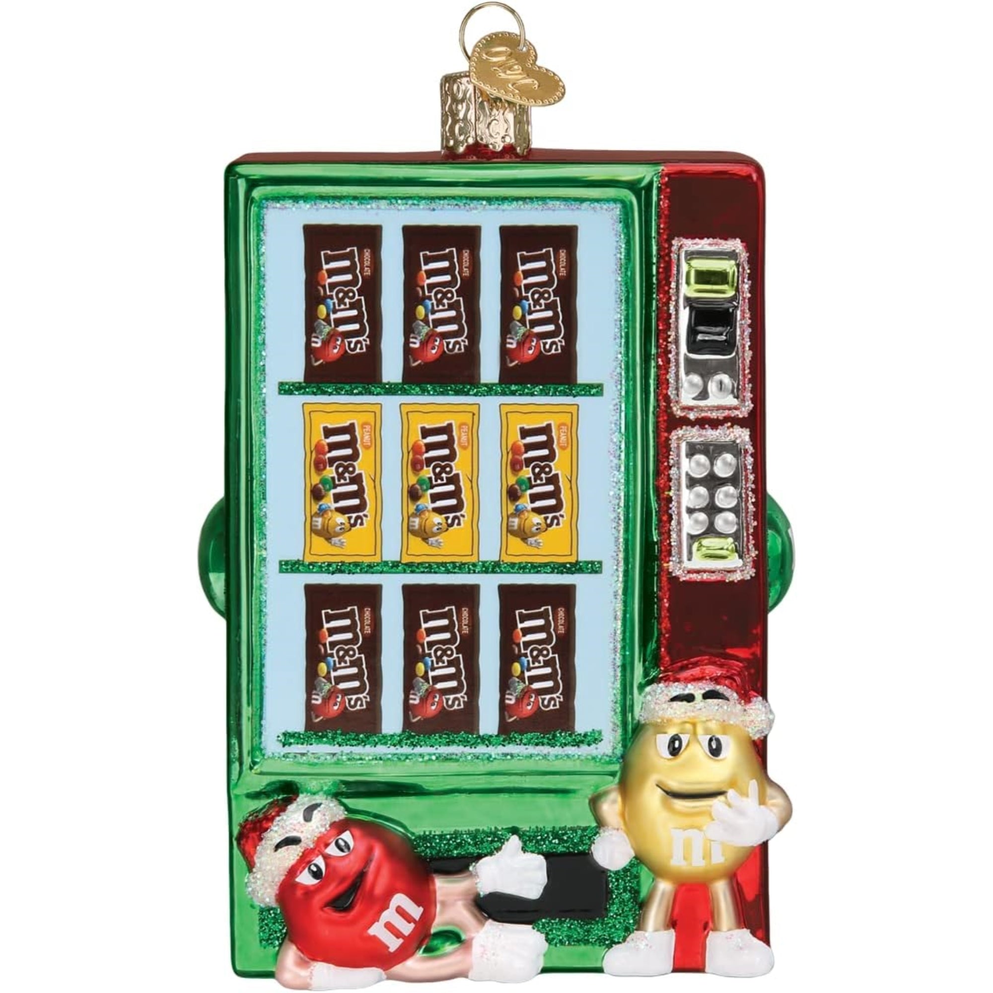 Old World Christmas M&M'S Vending Machine Blown Glass Holiday Ornament