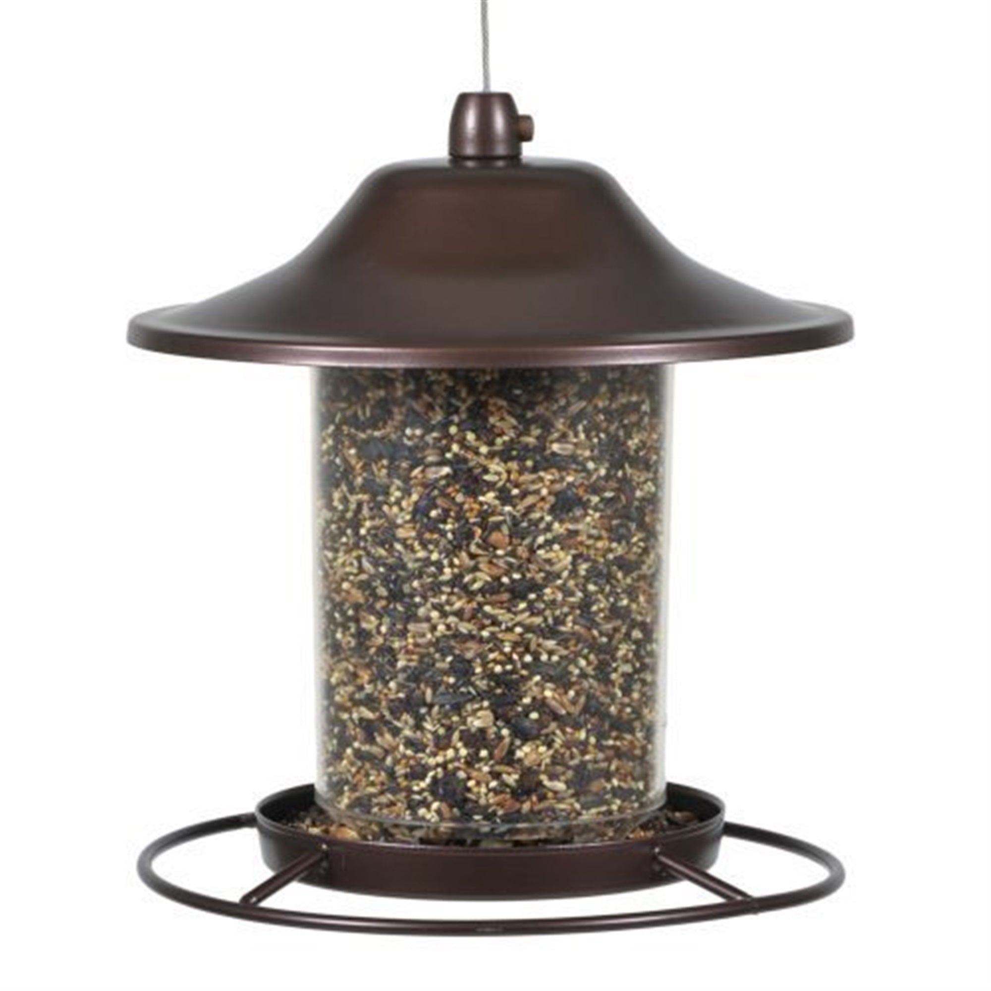 Perky Pet Small Panorama Squirrel Resistant Hanging Bird Feeder, Rustic Brown