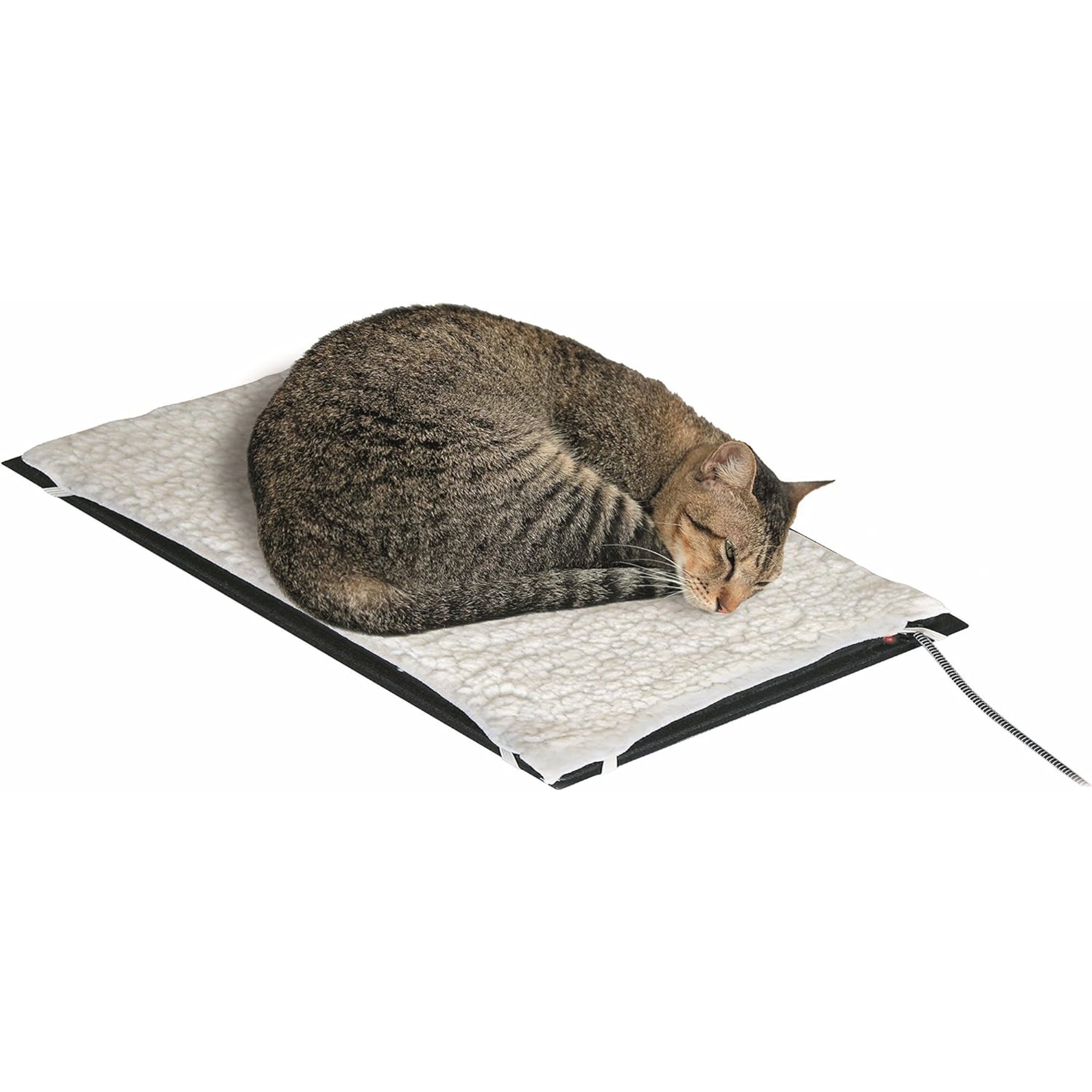 Farm Innovators Small Plastic 60 Watt Heated Pet Mat with Fleece Cover and Heavy Duty Anti Chew Cord Protector, 13" x 19"