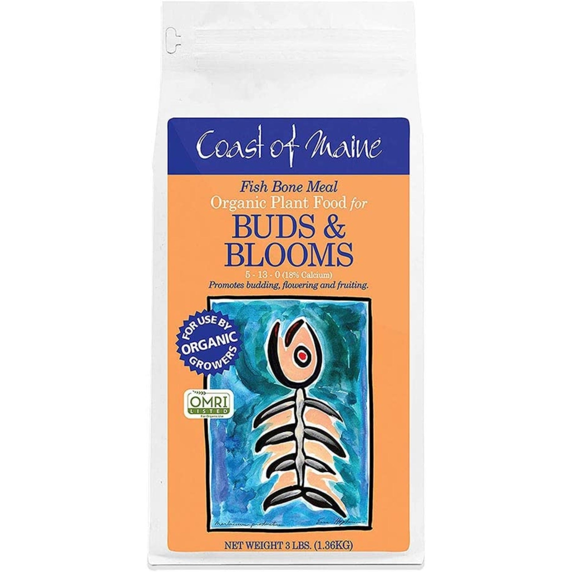 Coast of Maine 5-13-0 Fish Bone Meal Organic Plant Food for Buds and Blooms, 3lbs