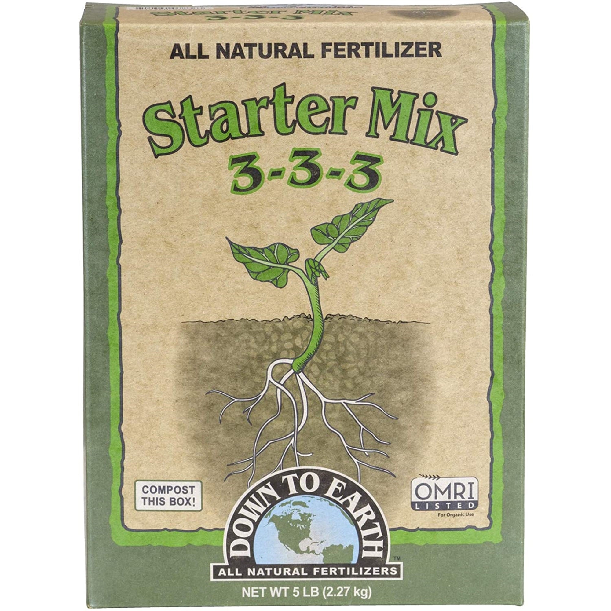 Down To Earth Organic Starter Fertilizer Mix 3-3-3, 5lb