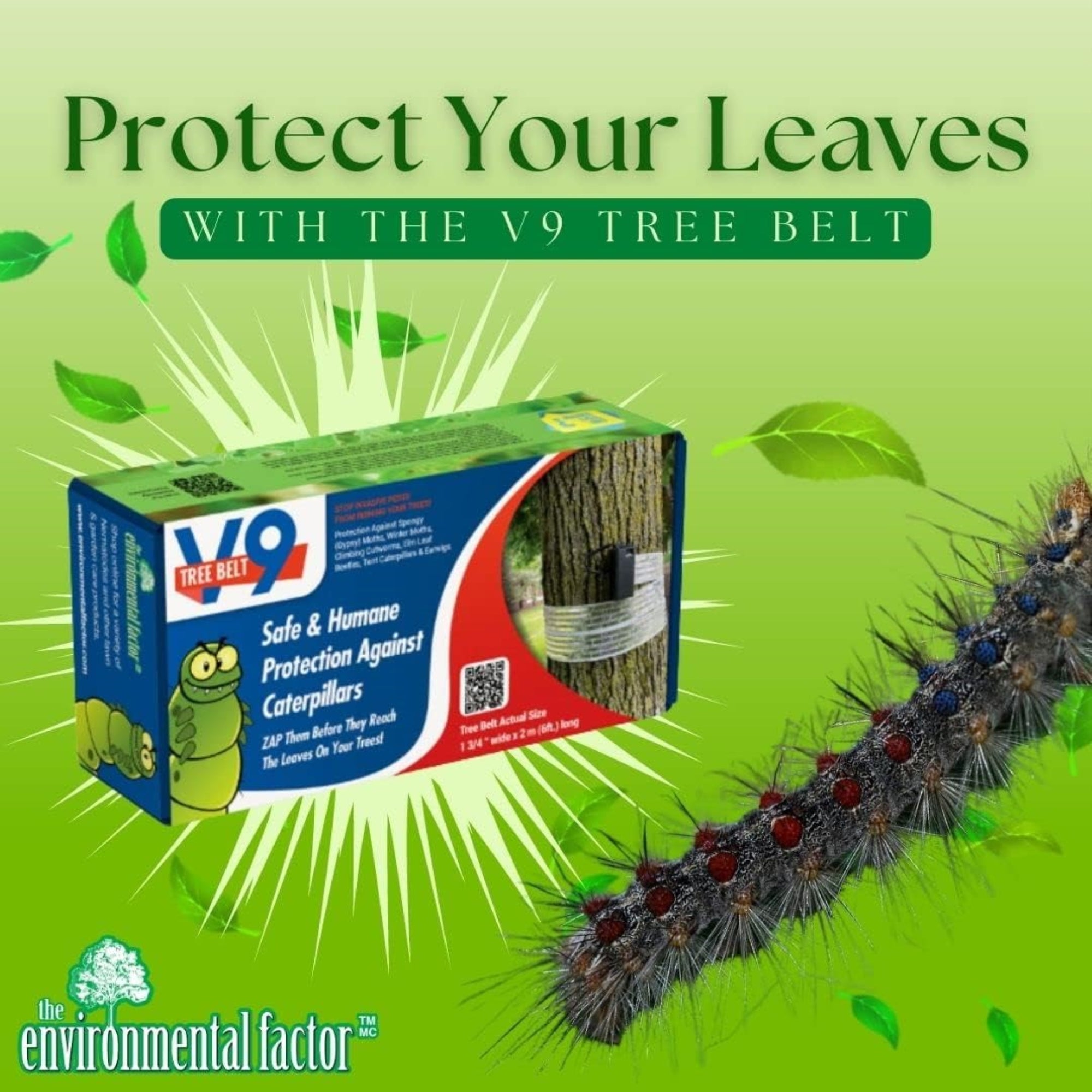 The Environmental Factor V9 TREE BELT Bug Zapper, Safe & Humane Protection Against Caterpillars, 6 Feet Long