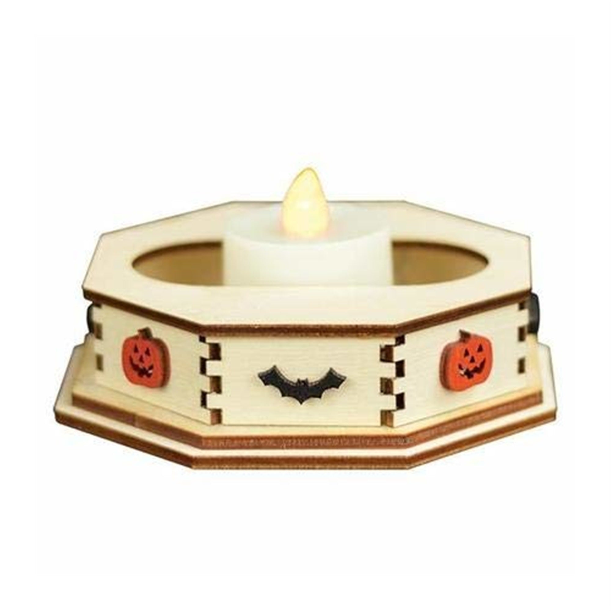 Old World Christmas Wooden Ginger Cottages Spooky Tealight Display, Small