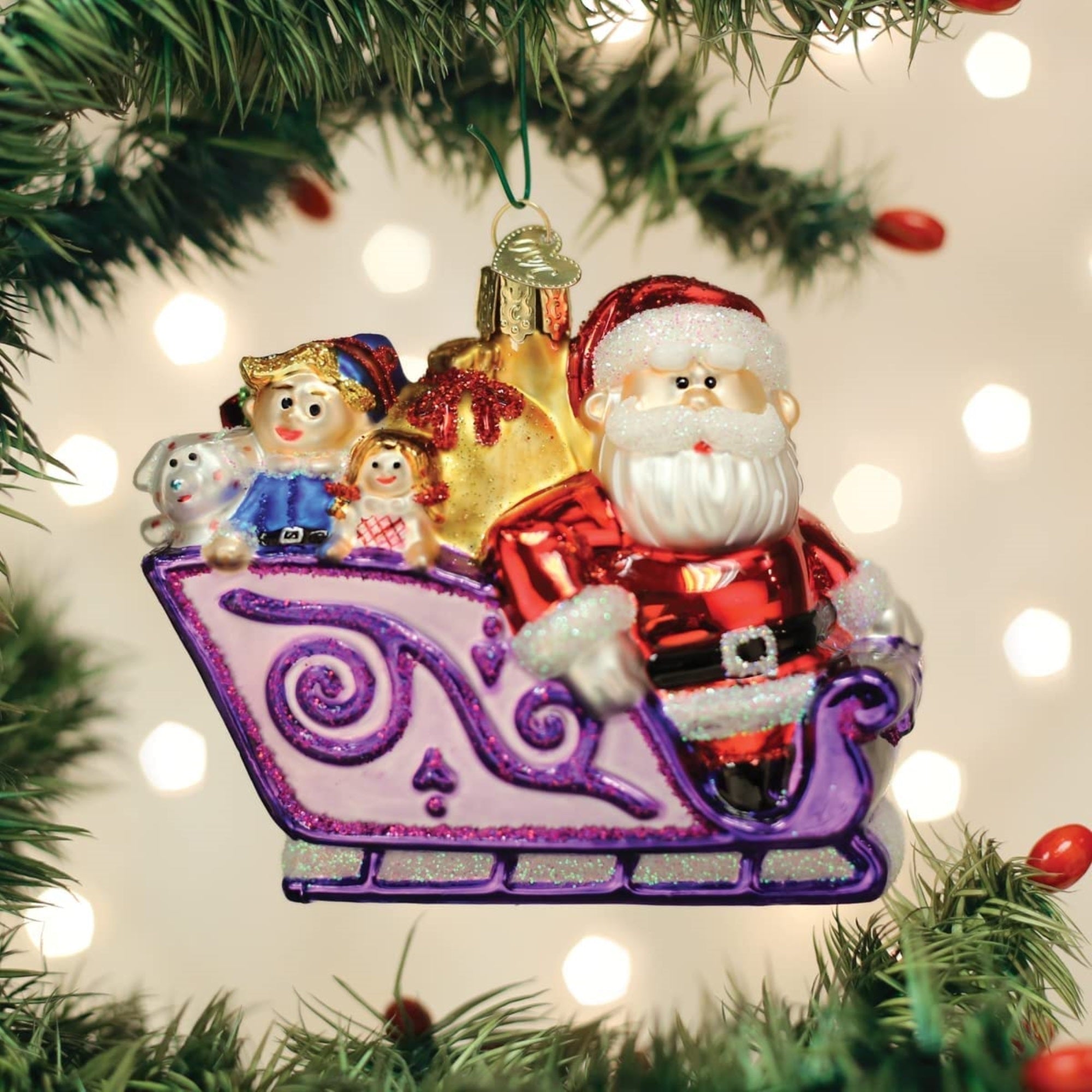 Old World Christmas Santa and Friends Glass Blown Ornament for Christmas Tree