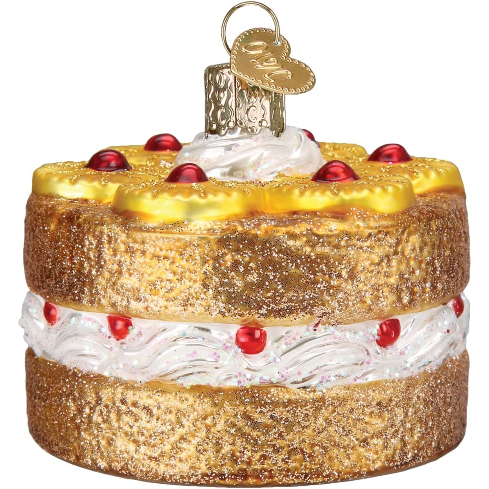 Old World Christmas Glass Blown Pineapple Upside Down Cake Ornament, 2.75"