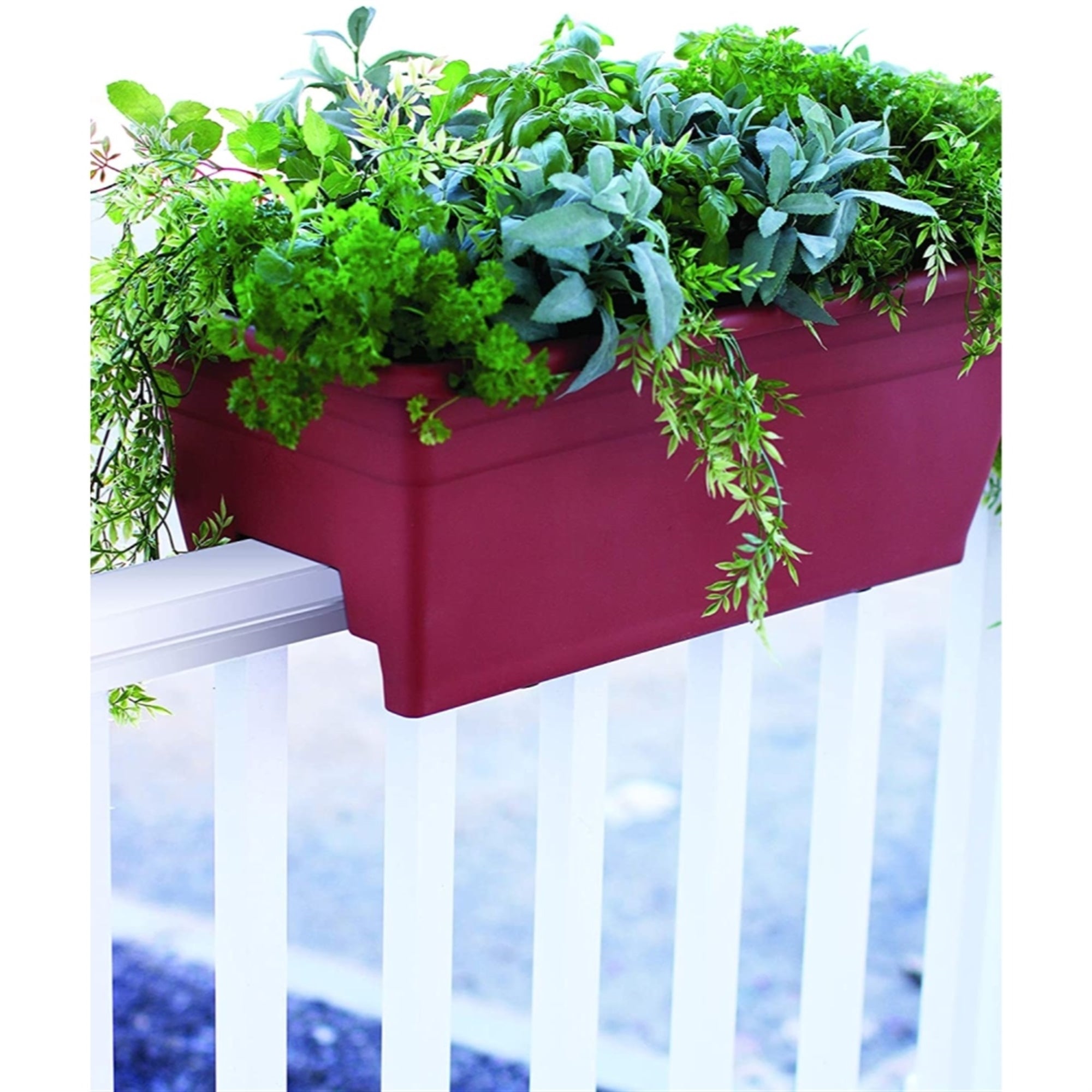 The HC Companies Plastic Deck Rail Planter Box, Chocolate 24"