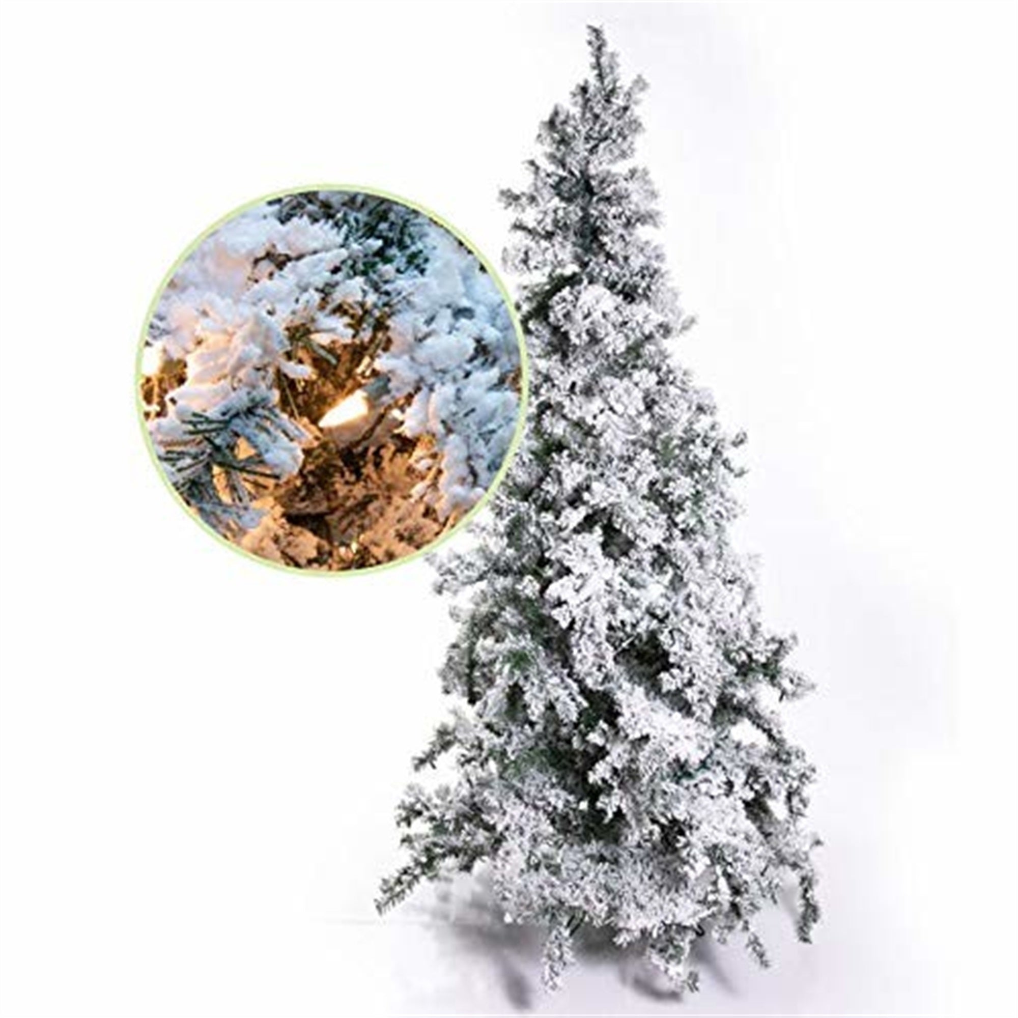 Garden Elements Pre-Lit Artificial White Flocked Steamboat Pine Christmas Tree, 1216 Tips, 700 Clear Lights, 7.5 ft