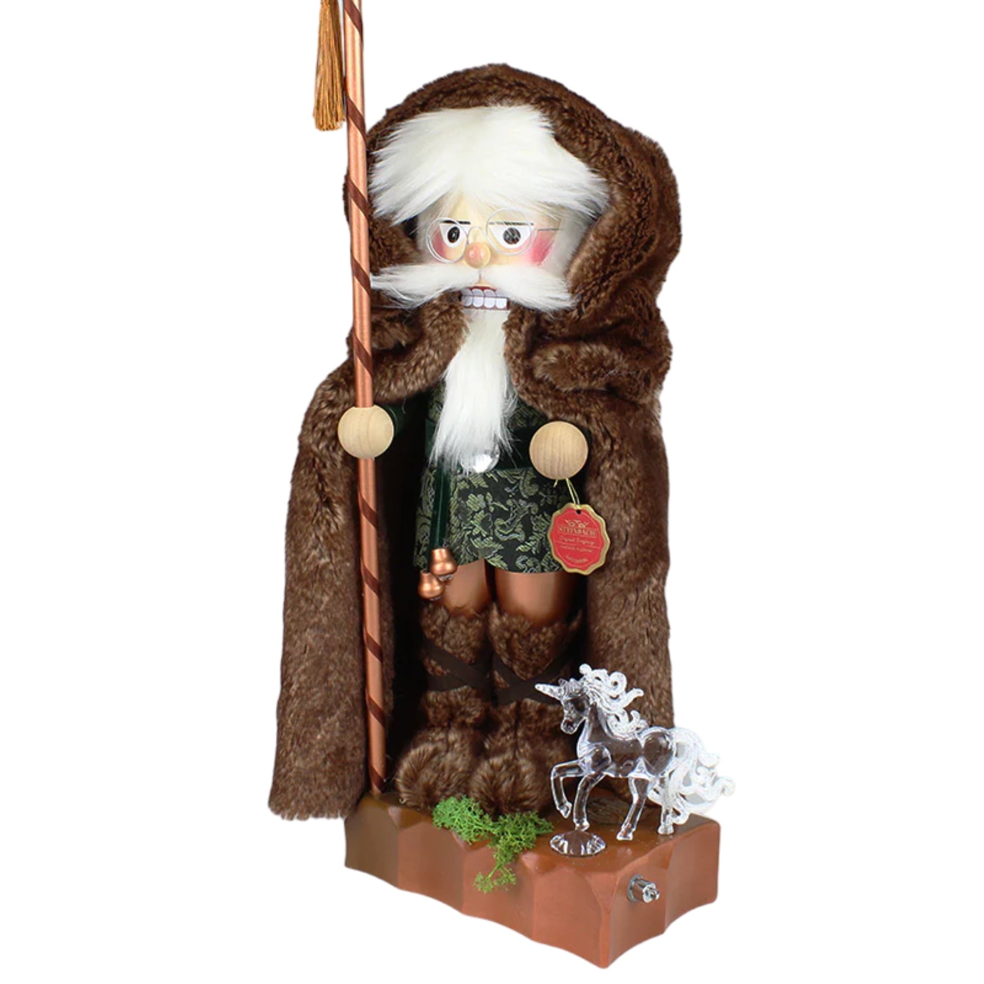 Steinbach Light-Up Wooden Nutcracker, German Christmas Decoration, Wizard In The Wood, 17.75"