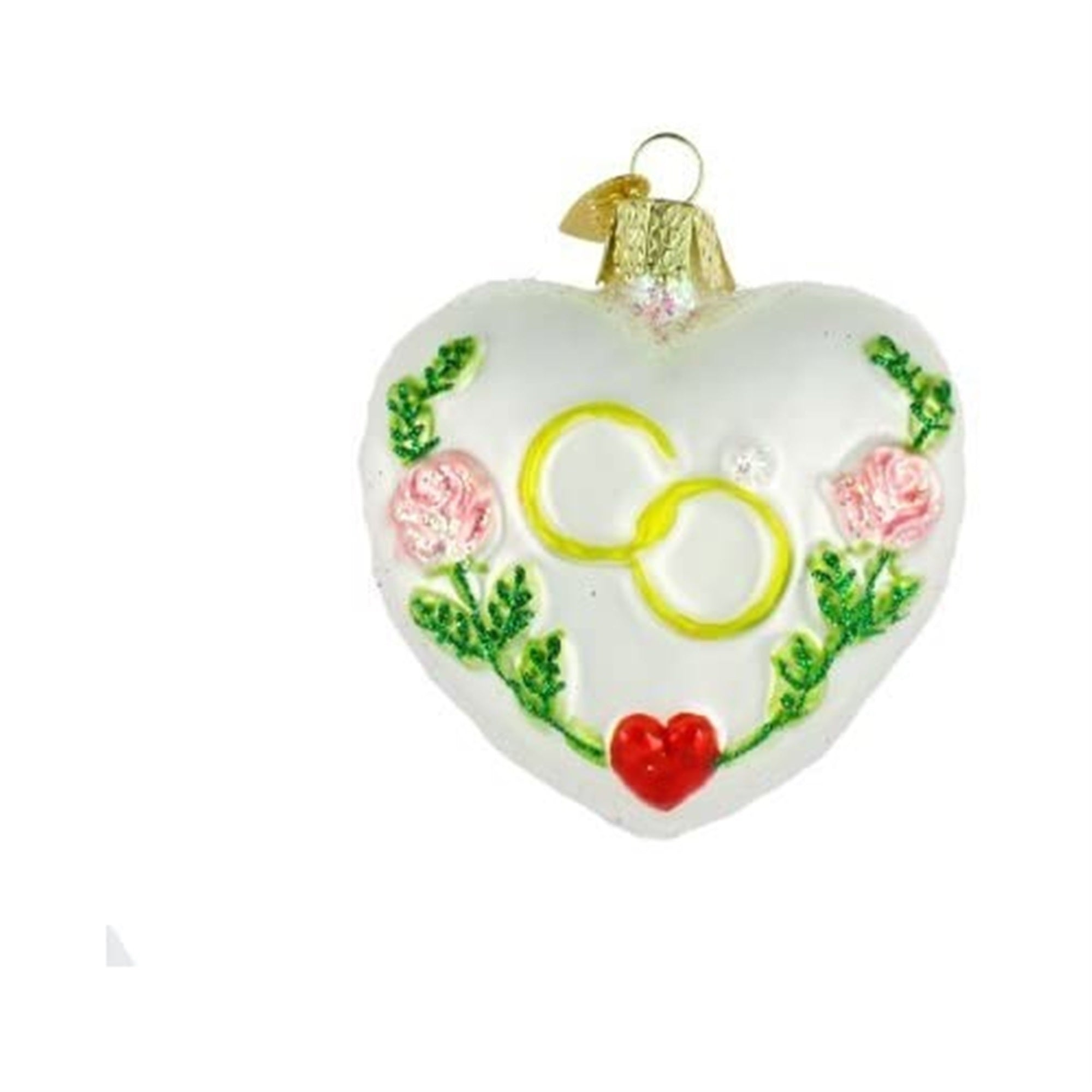 Old World Christmas Glass Blown Wedding Heart Ornament