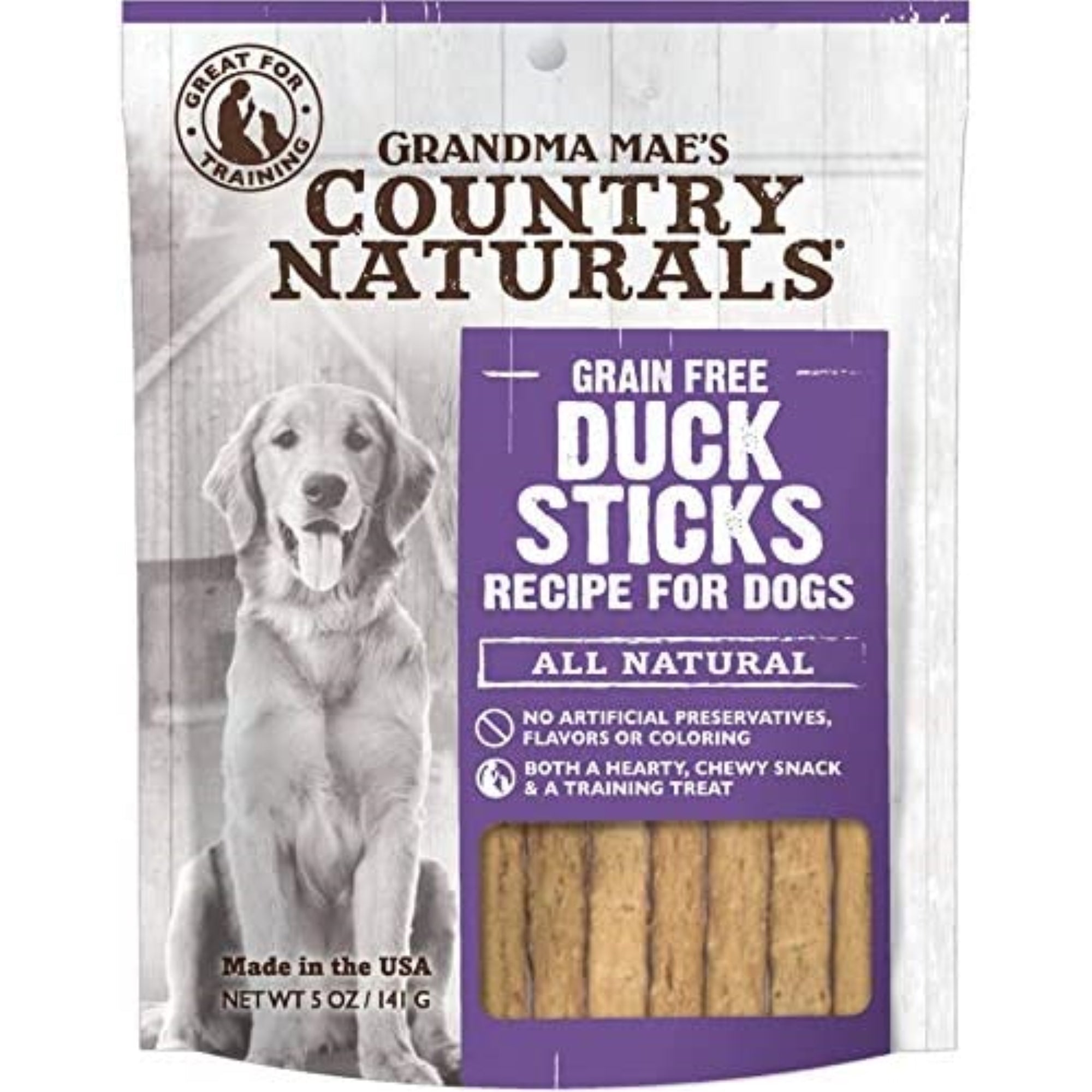 Grandma Mae's Grain-Free Duck Sticks, All Natural Dog Training Treats, 5oz