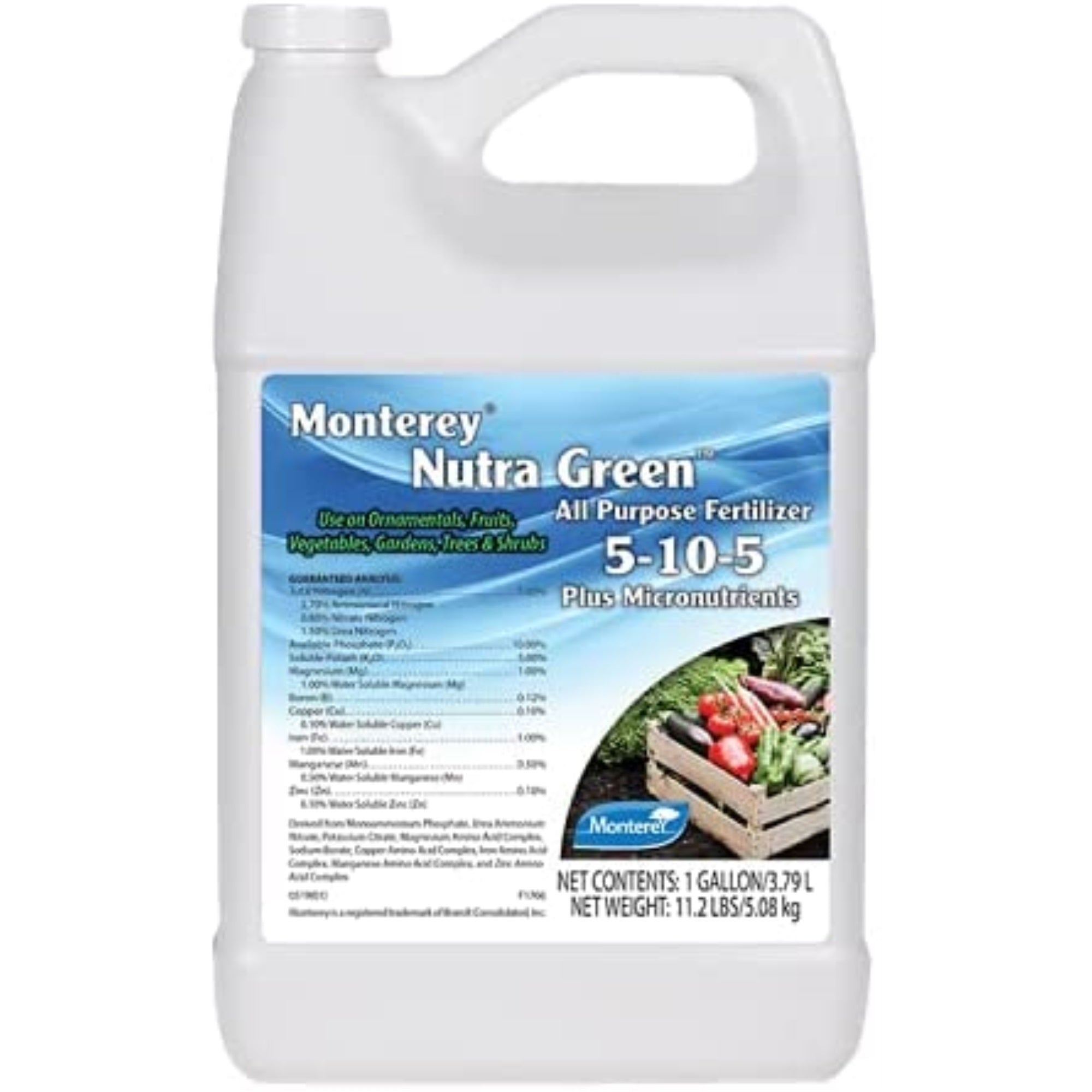 Monterey Concentrate Nutra Green All Purpose Plant Fertilizer 5-10-5 + Micronutrients, 1 Gallon