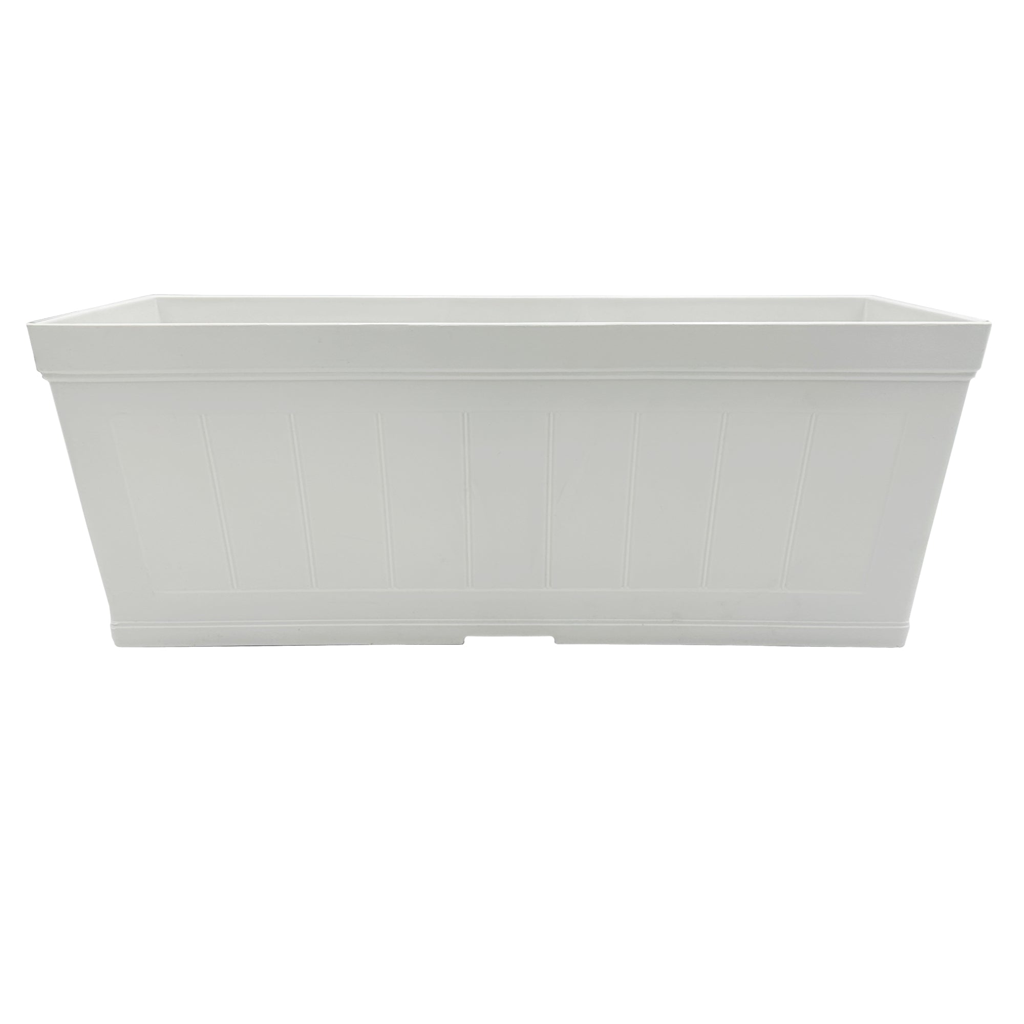 Classic Home and Garden Plastic Falmouth Window Box Planter with Drainage Holes, Starlight White Beadboard, 24in