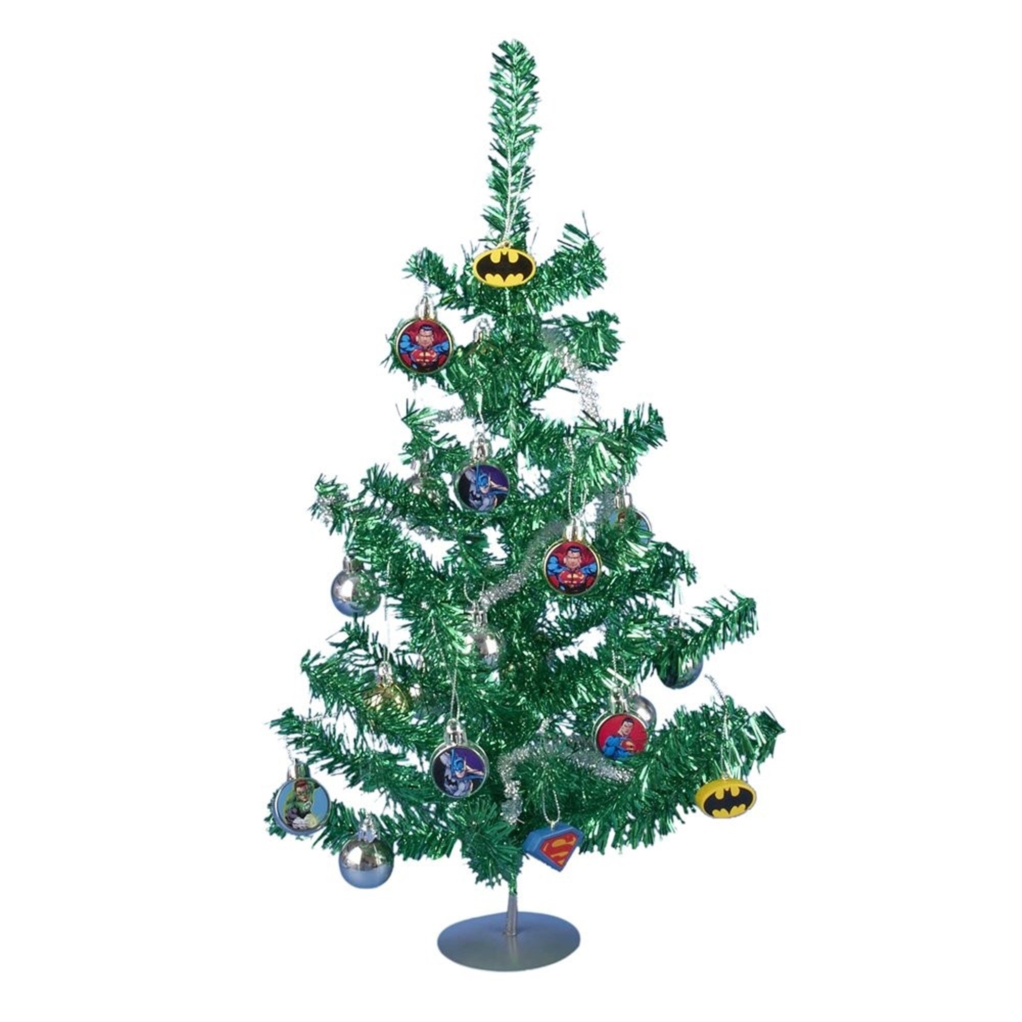 Kurt Adler Justice League Artificial Christmas Tree Set, Mini, Green, 15"