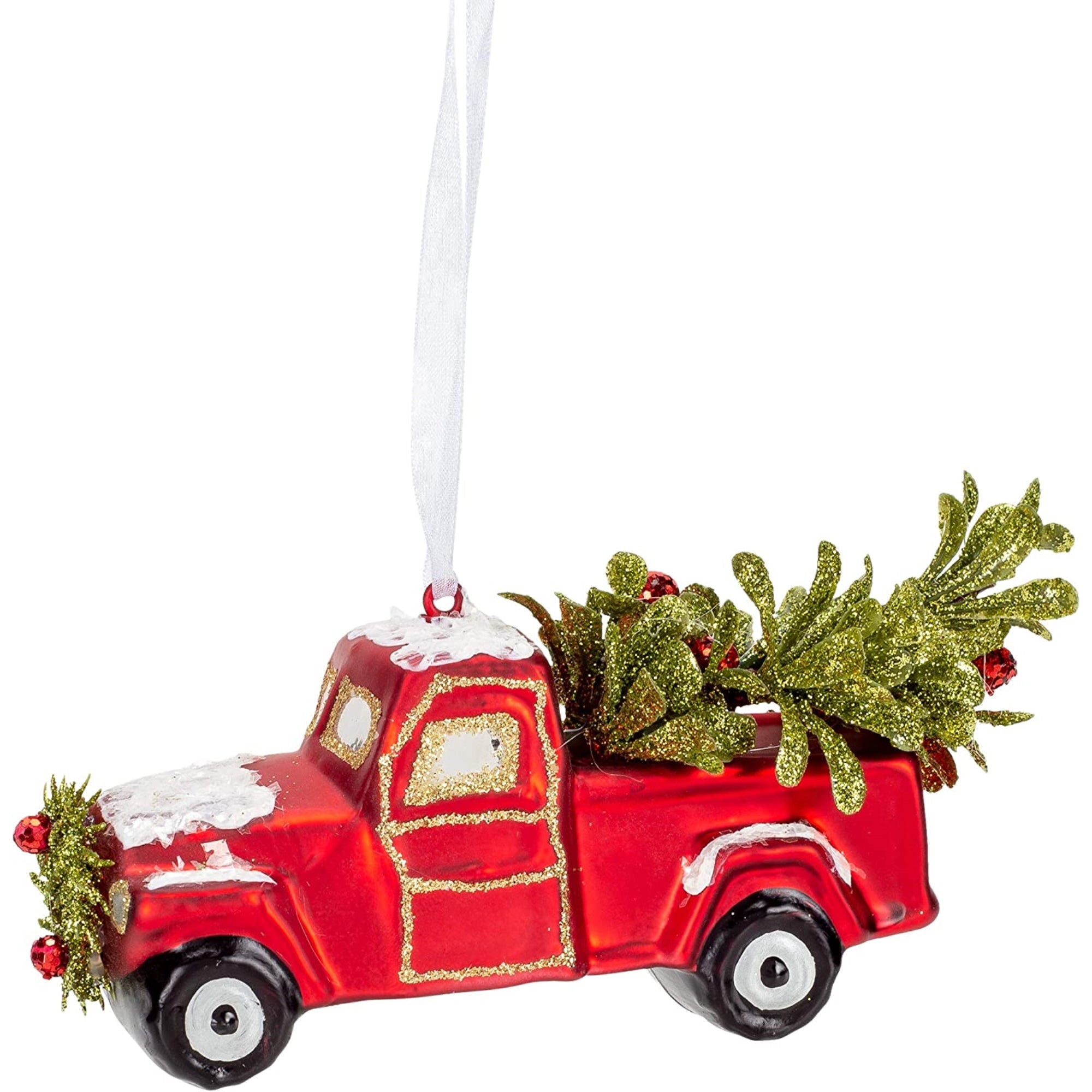 Ganz Vintage Glass Truck Plastic Holiday Christmas Ornament