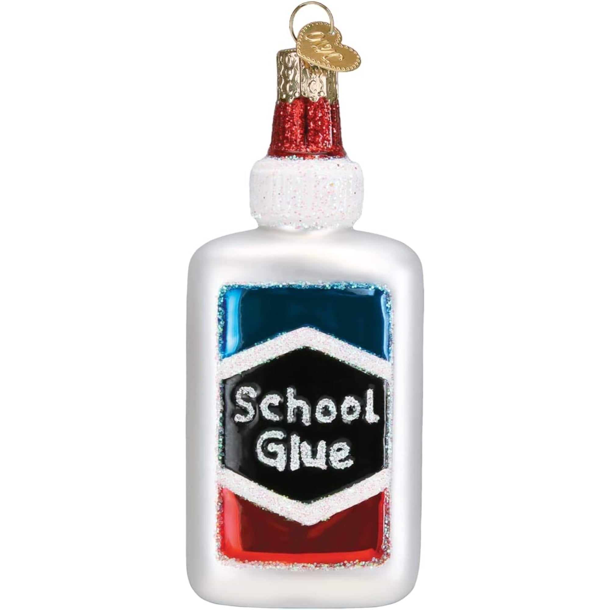 Old World Christmas Glass Blown Bottle of School Glue Ornament, 3.5"