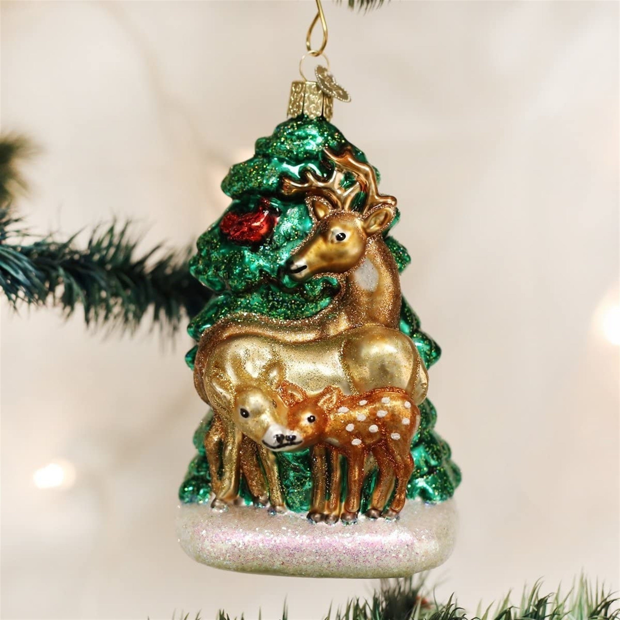 Old World Christmas Deer Family Glass Blown Ornament