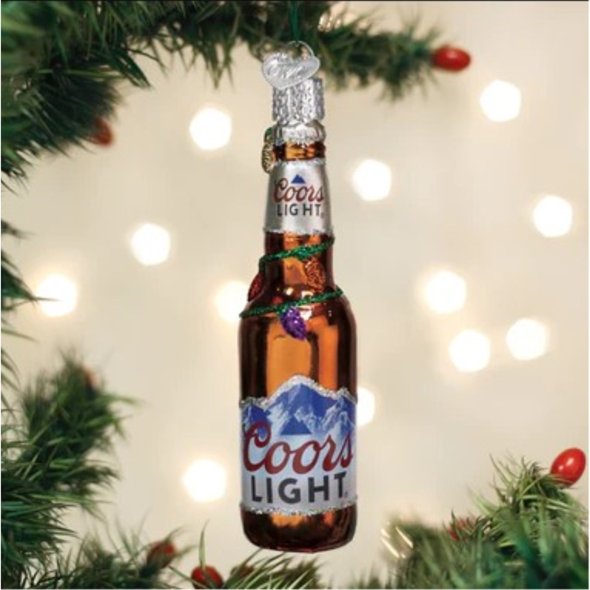 Old World Christmas Blown Glass Christmas Ornaments, Holiday Coors Light Bottle