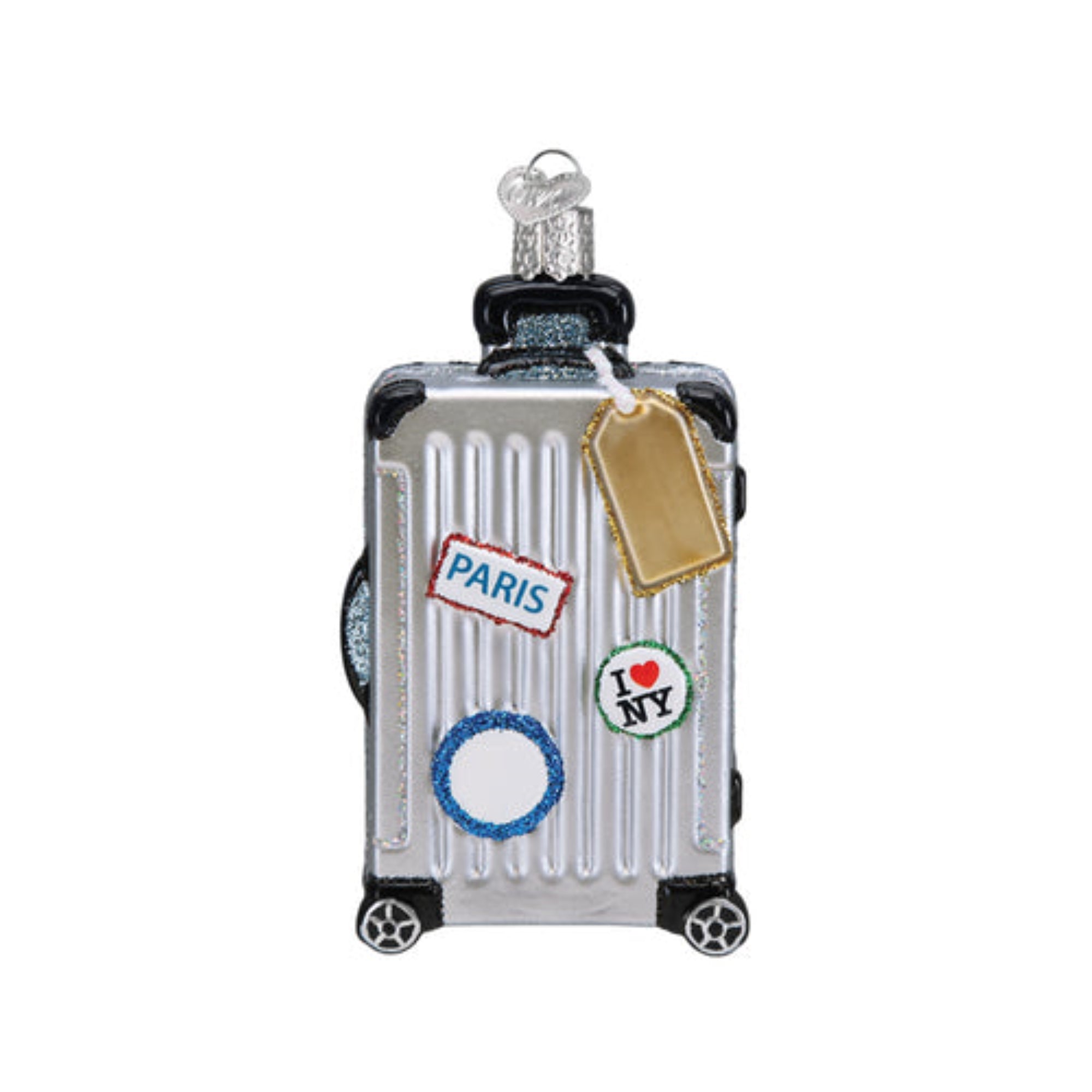 Old World Christmas Rolling Suitcase Blown Glass Holiday Ornament For Tree