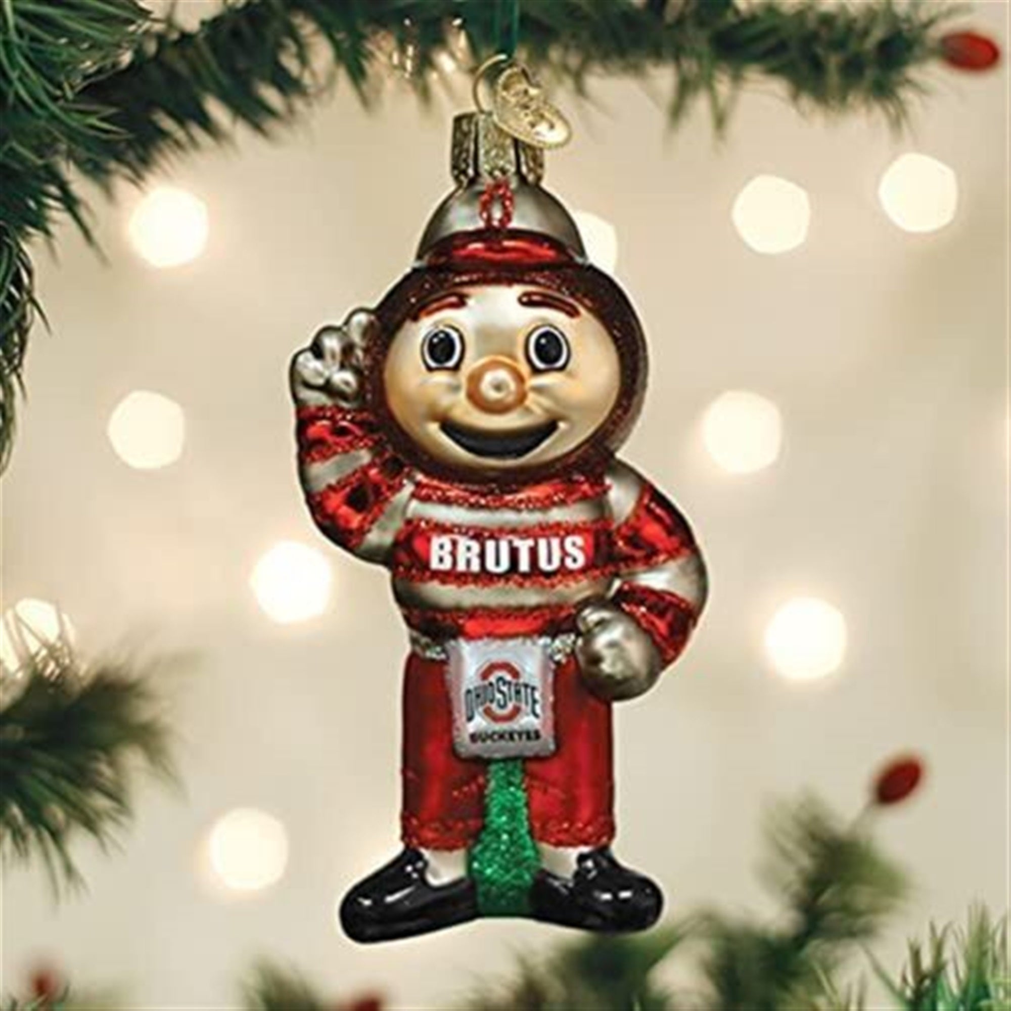 Old World Christmas Glass Blown Ornament, Ohio State Brutus Buckeye