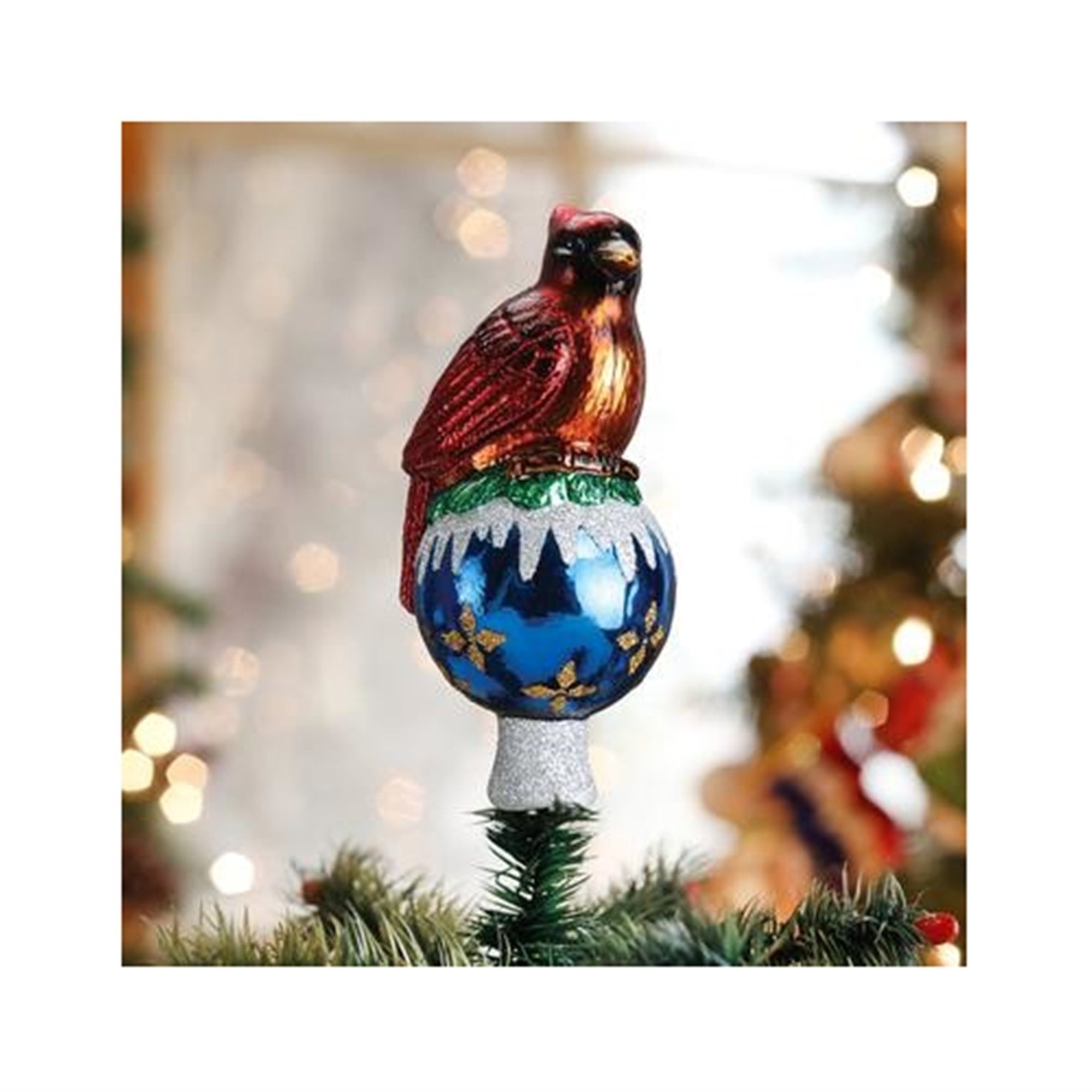Old World Christmas Cardinal Bird Tree Topper