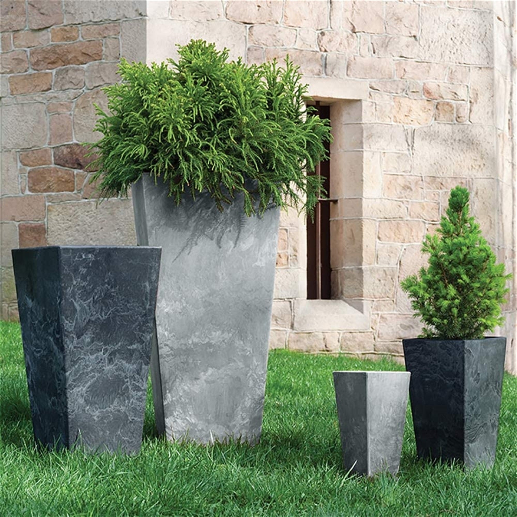 Novelty Artstone Tall Square Ella Planters with Self Watering System