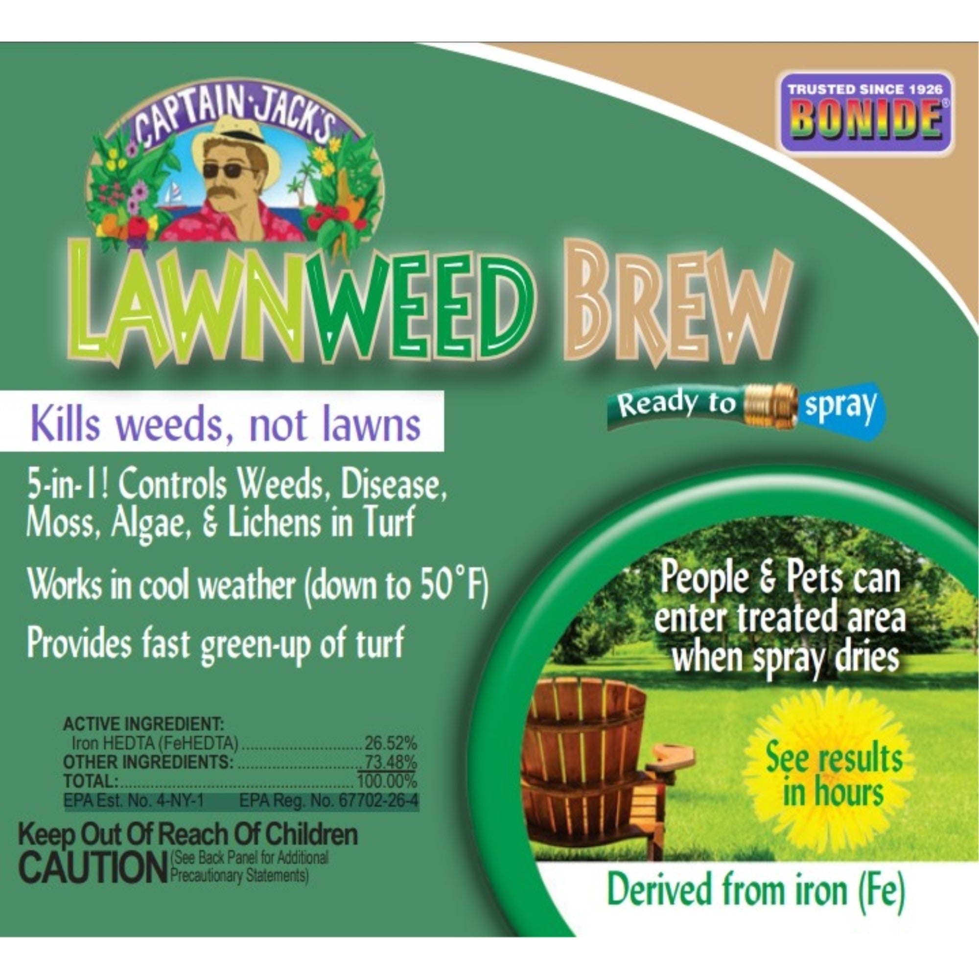 Bonide Captain Jack LawnWeed Brew for Weed Control, RTU Hose End Spray, 32 oz