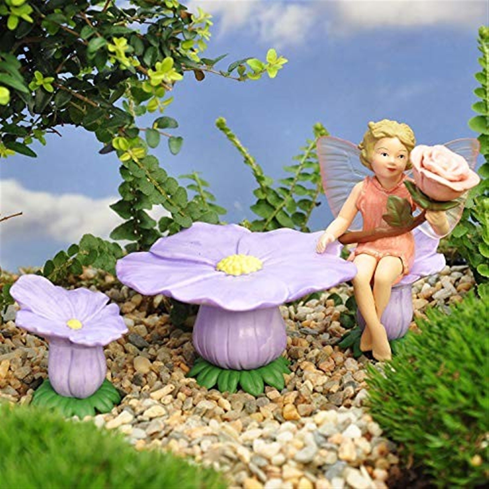 Flower Fairies Secret Garden Fairies Rose Fairy w/ Flower Chairs