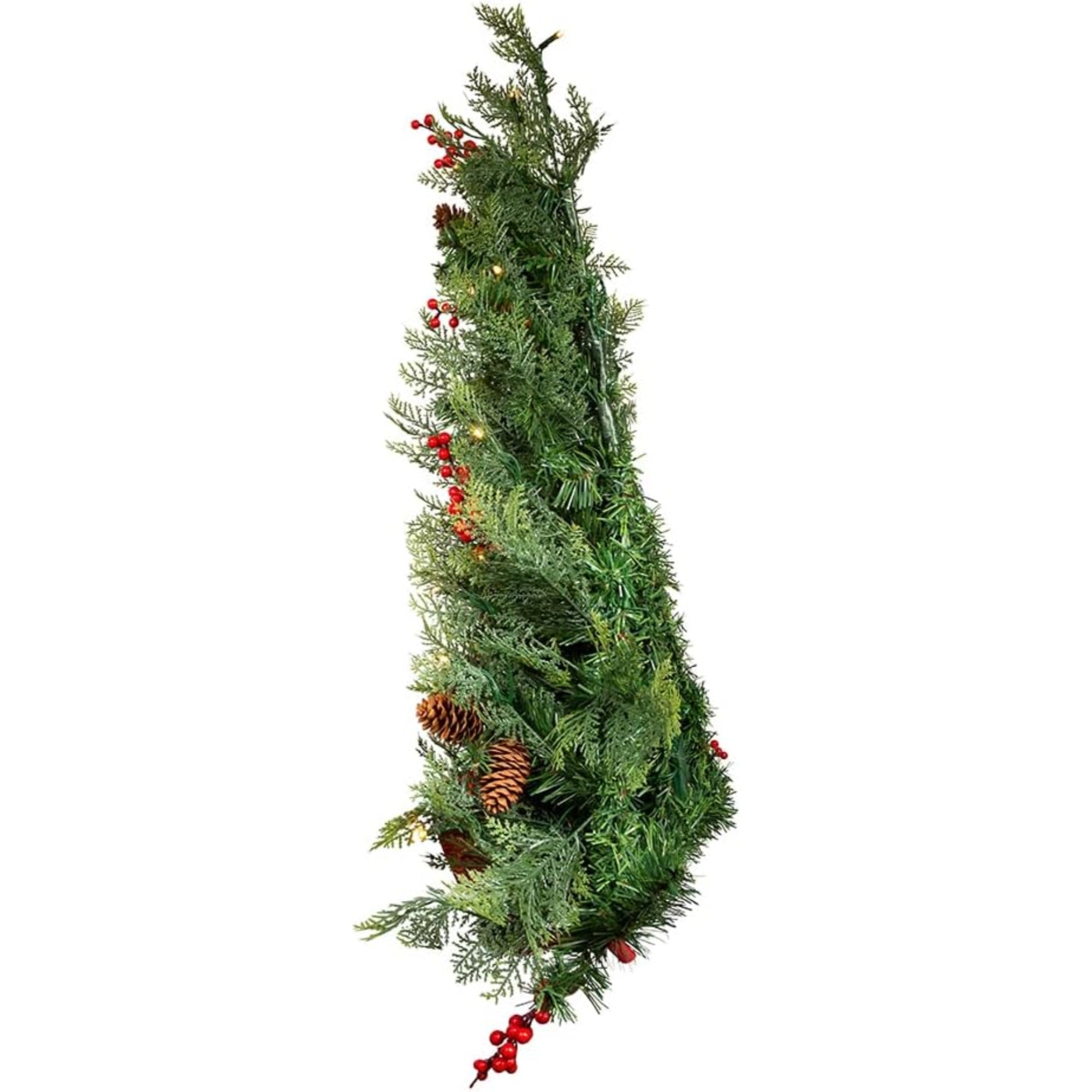 Kurt Adler Pre Lit Battery Operated Wall Tree with Bow, Red, 26in