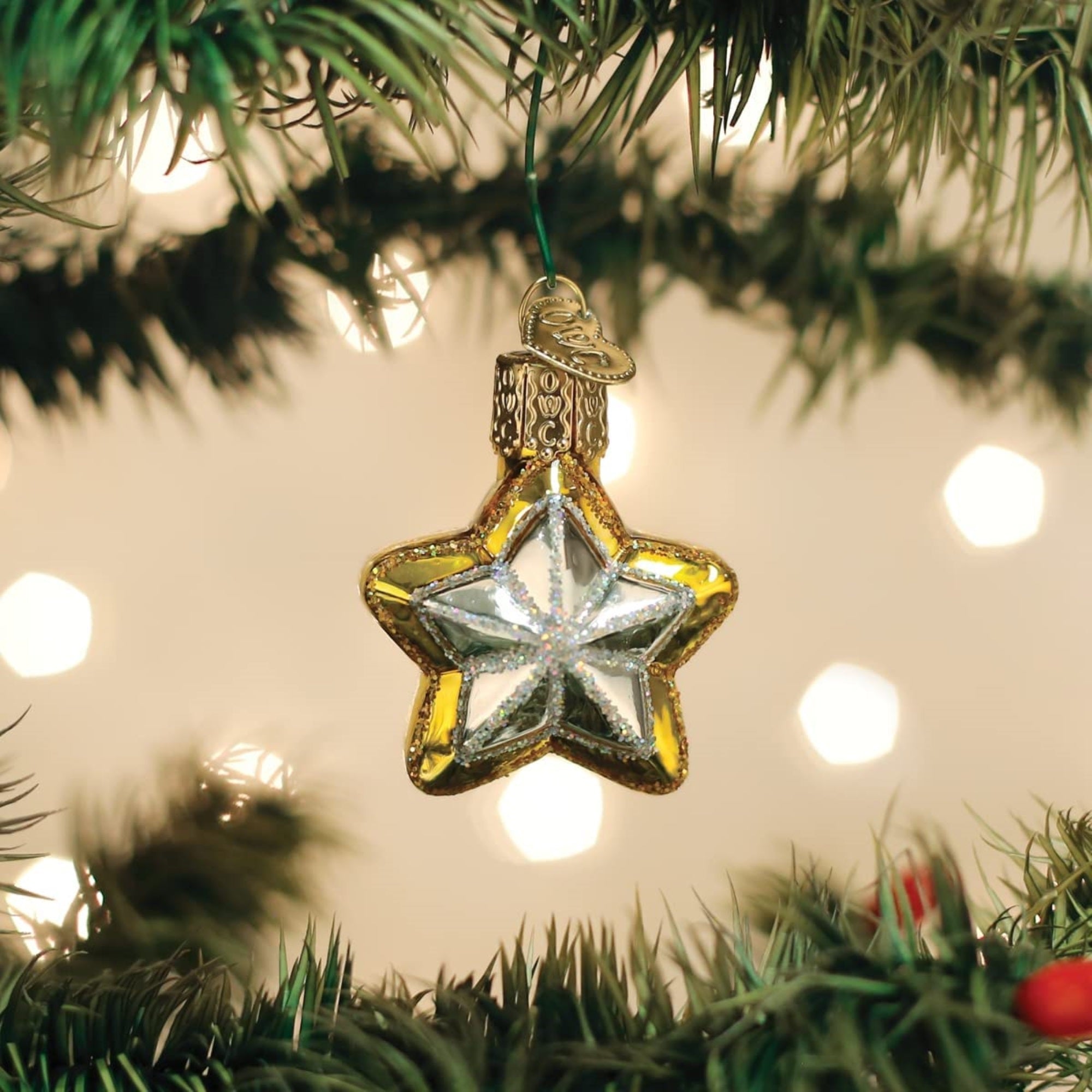 Old World Christmas Mini Glass Blown Star Ornament, 1.75"