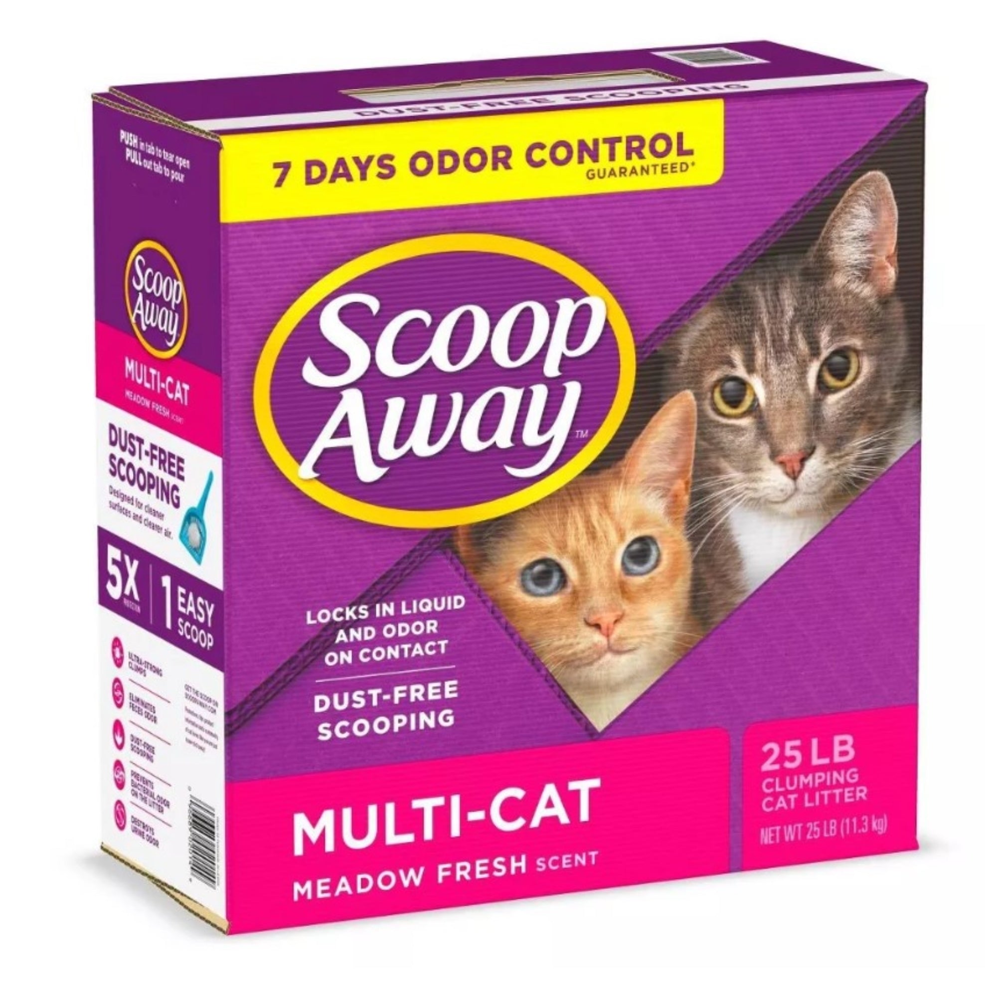 Scoop Away Multi-Cat Formula Clumping Cat Litter, Meadow Fresh Scent, 25lb