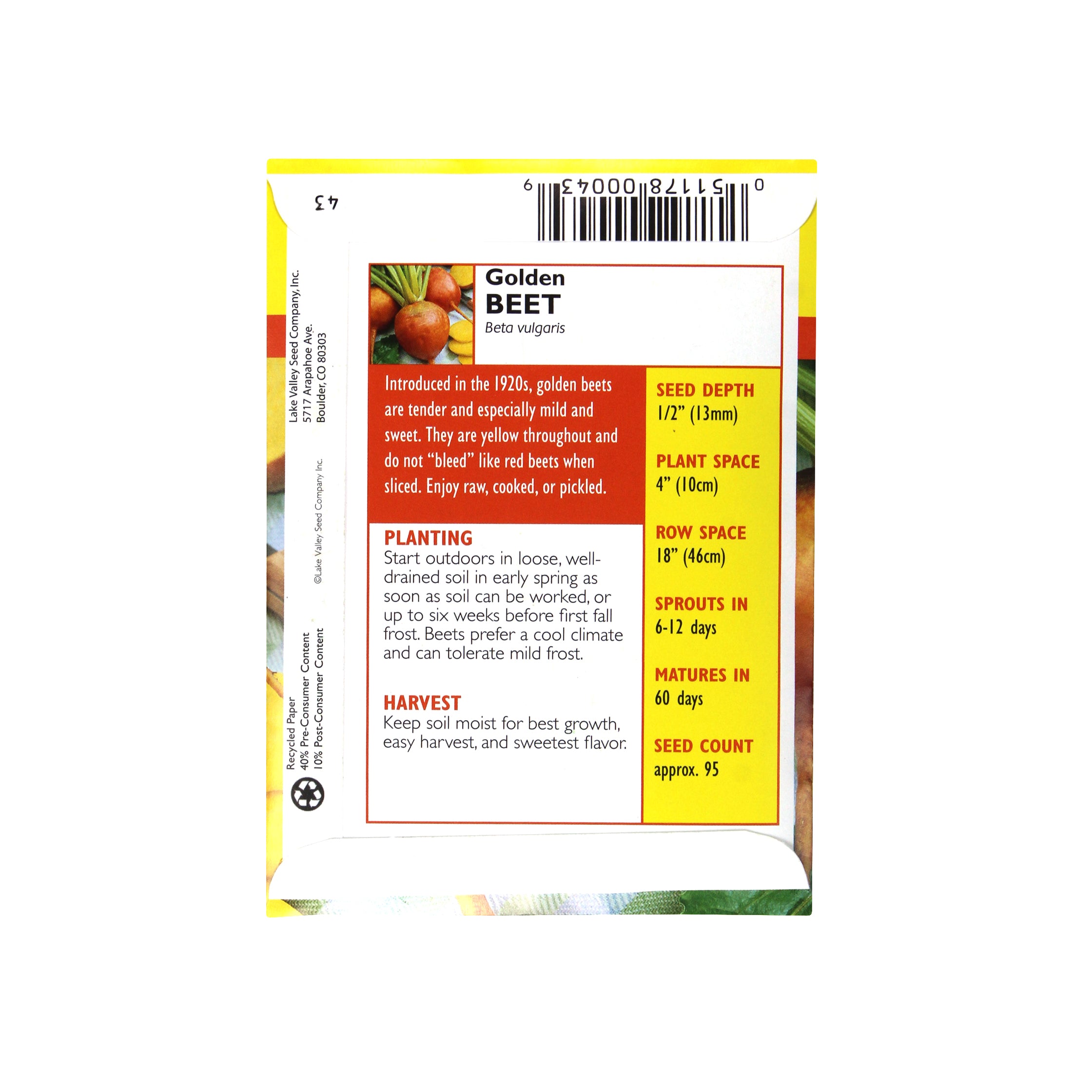 Lake Valley Seed Golden Beet Heirloom Vegetable