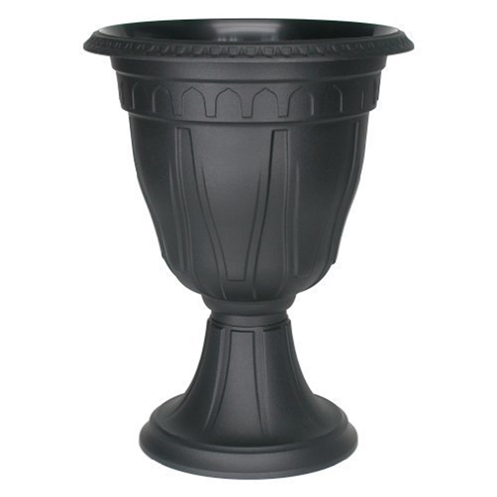 DCN Plastic Tall Azura Urn Planter, Black, 20"