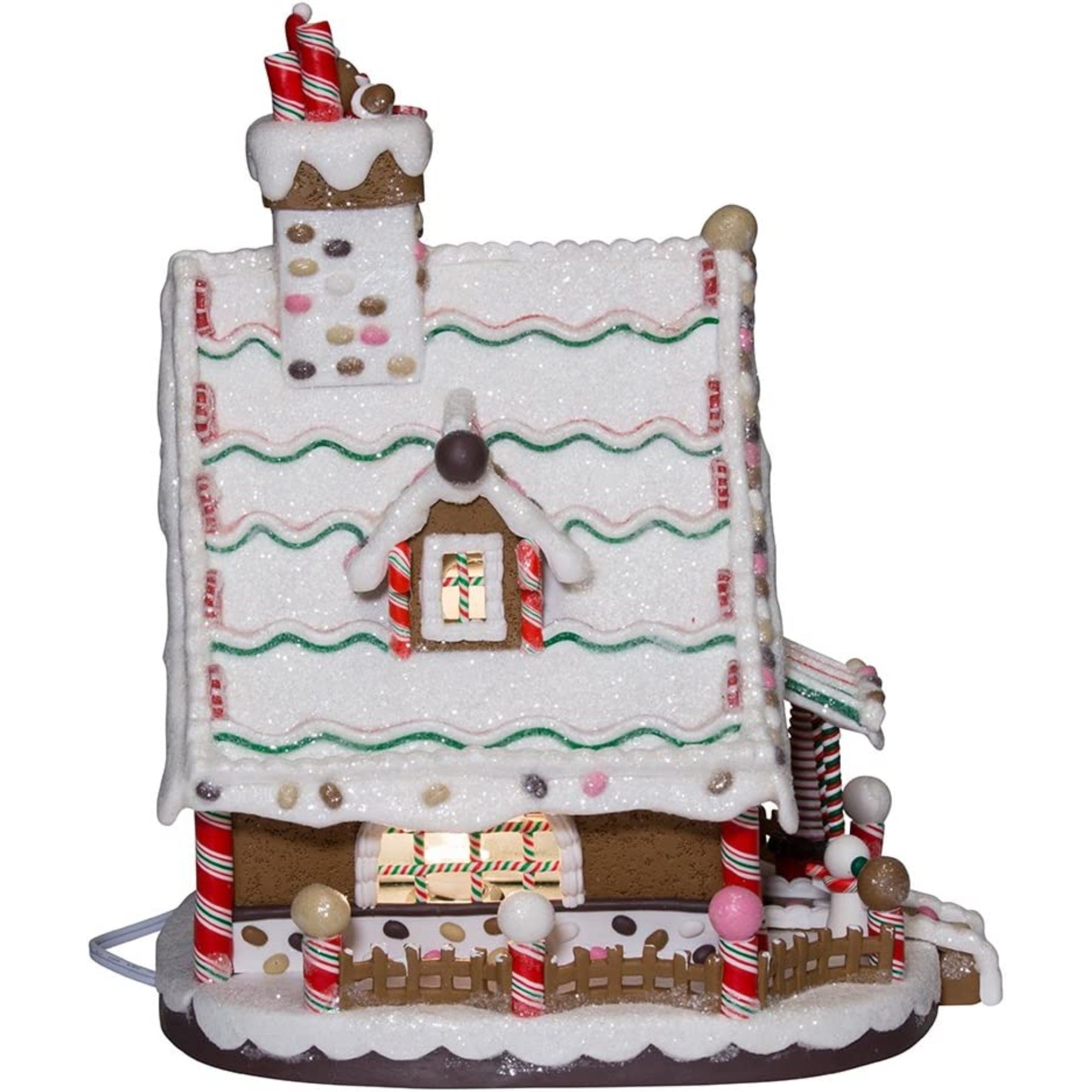 Kurt Adler Lighted Christmas Clay Gingerbread House Decoration, 12"