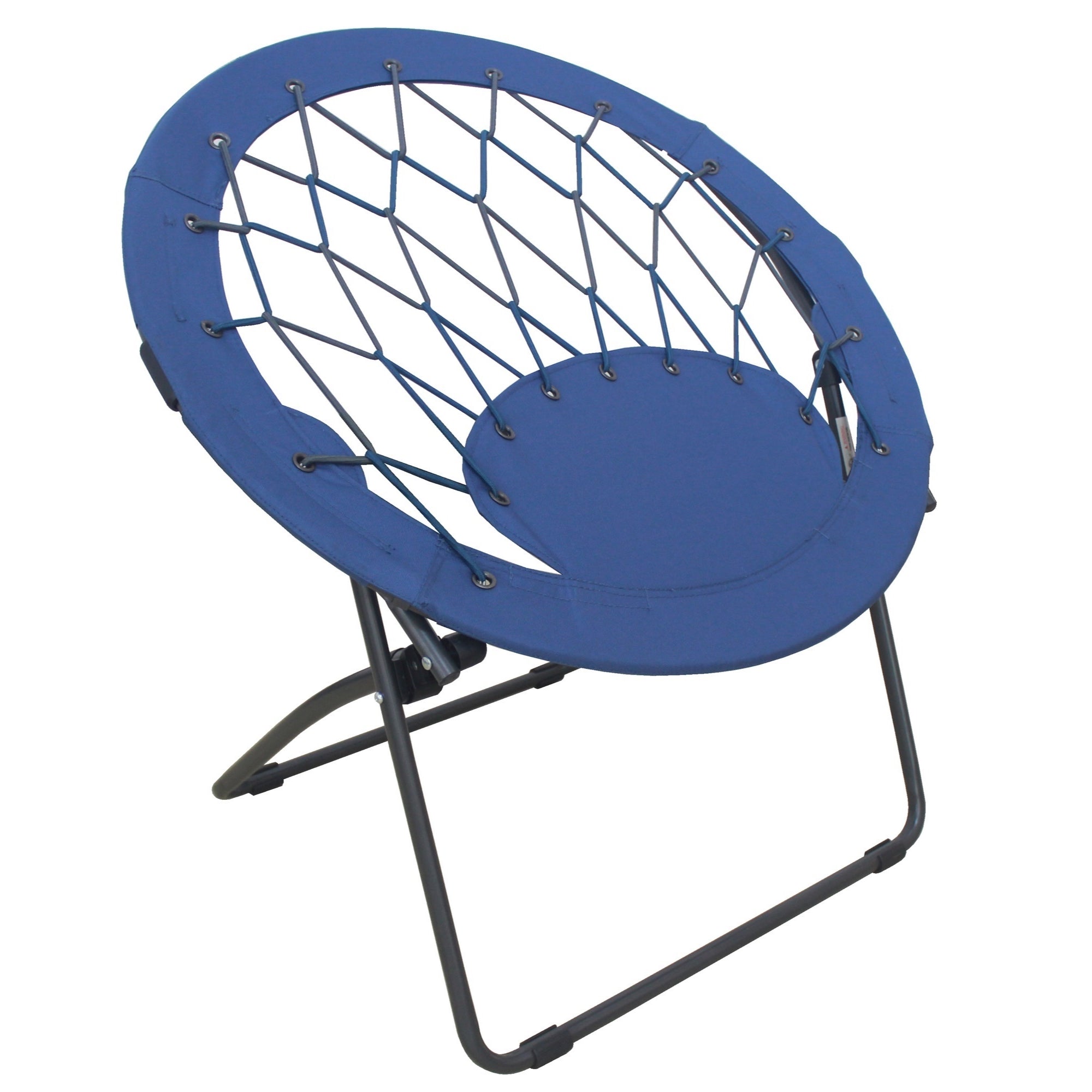 Zenithen Bungee Folding Bouncy Dish/Saucer Chair with Steel Frame, Blue - Pack of 1