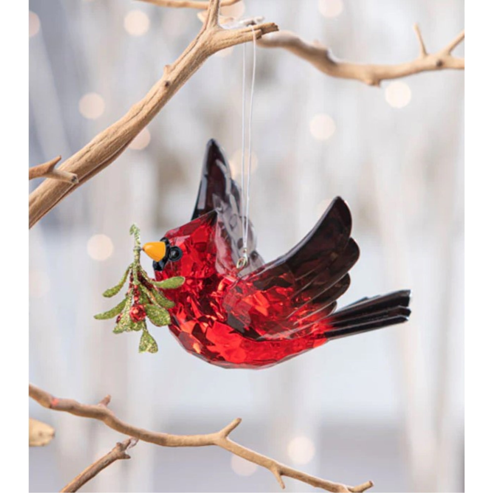 Ganz The Original Kissing Krystals, Acrylic Holiday Christmas Ornament, Cardinal in Flight