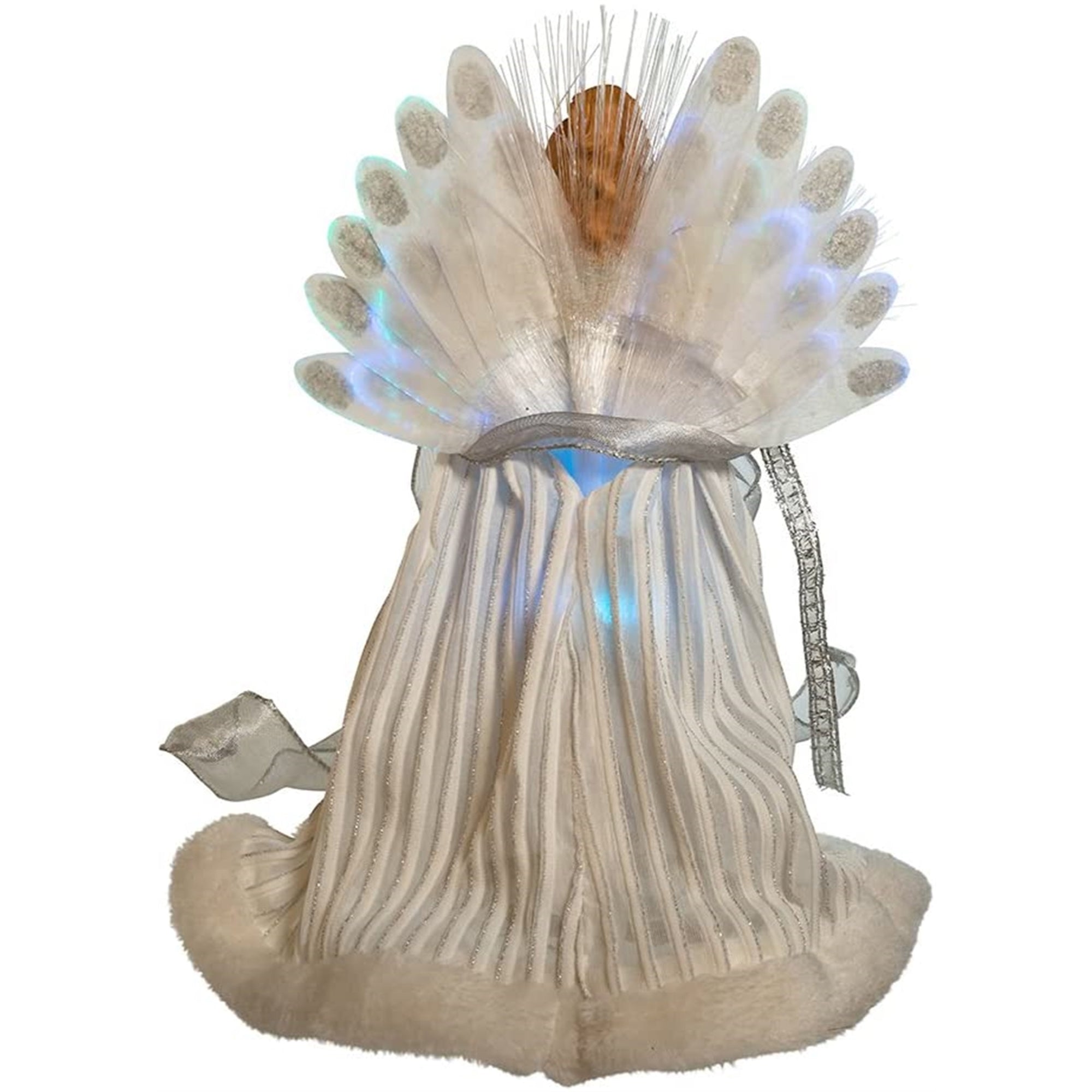 Kurt Adler (#UL1084) Fiber-Optic White and Silver Angel LED Lighted Treetop, 12"