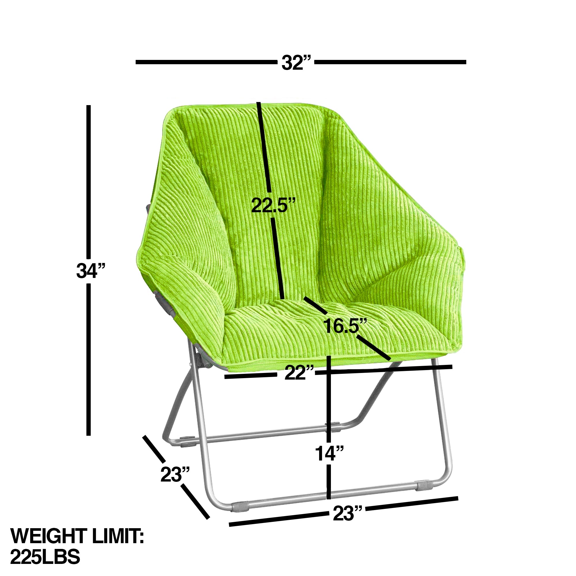 Zenithen Limited Indoor/Outdoor Plush Portable Accent Seat Hexagon Folding Dish Chair For Dorm, Game, and Bedrooms