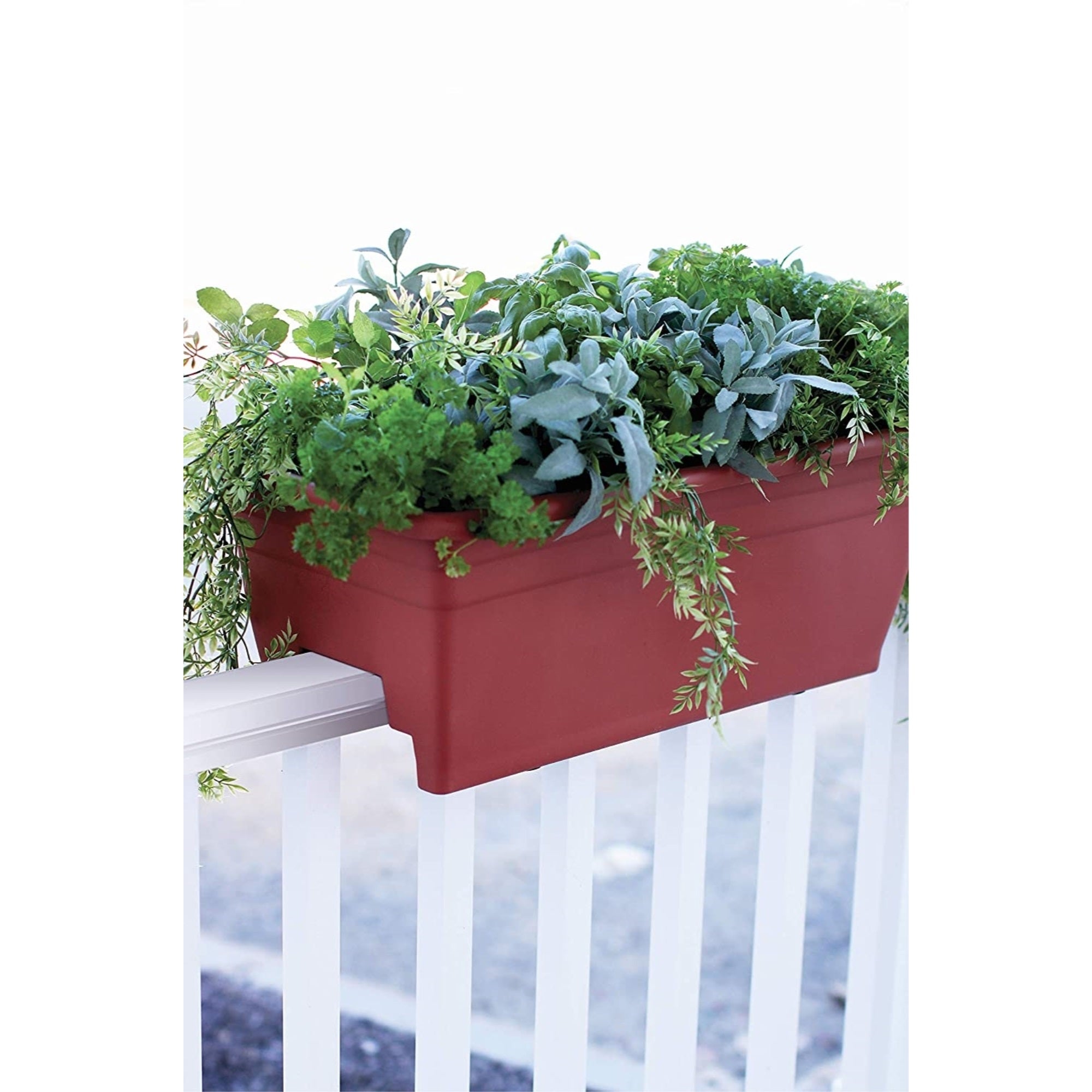 The HC Companies Plastic Deck Rail Box Planter, Warm Gray, 24"