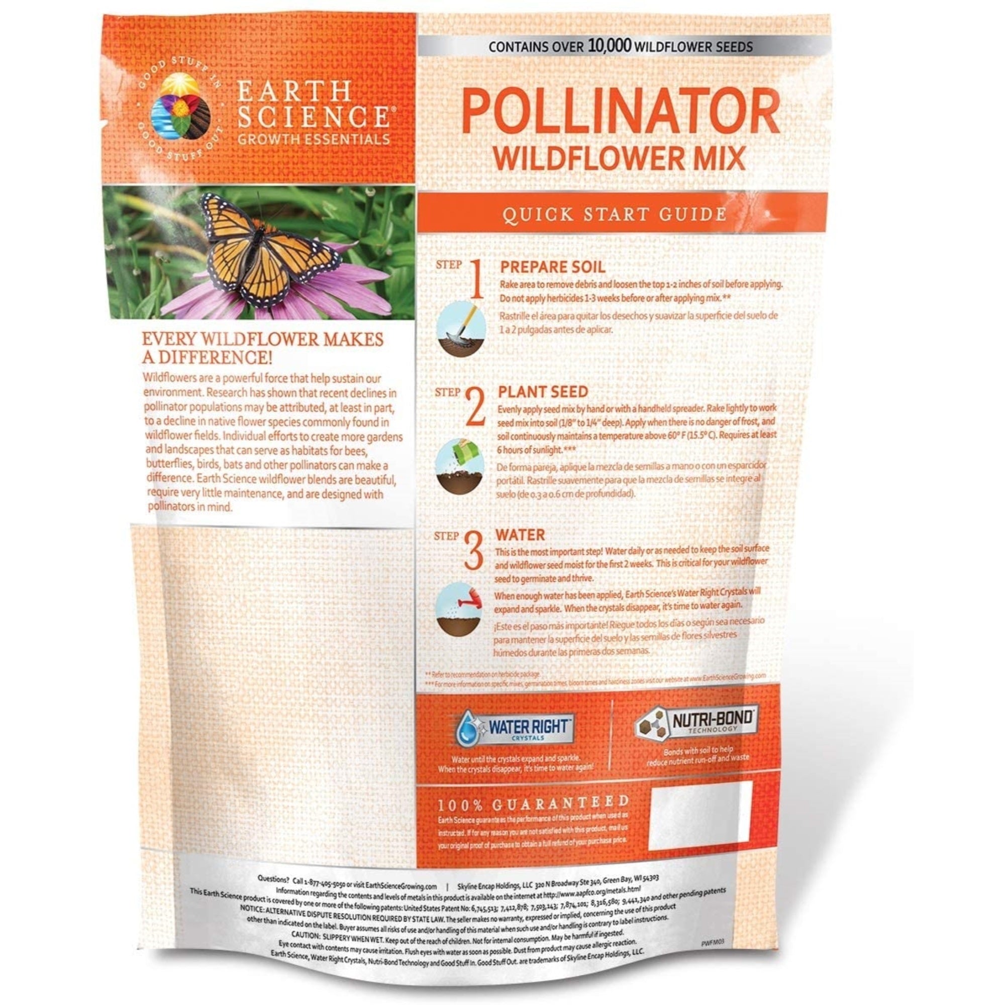 Earth Science Grown Essentials Wildflower Pollinator Mix, 3-in-1 Formula - 2lb