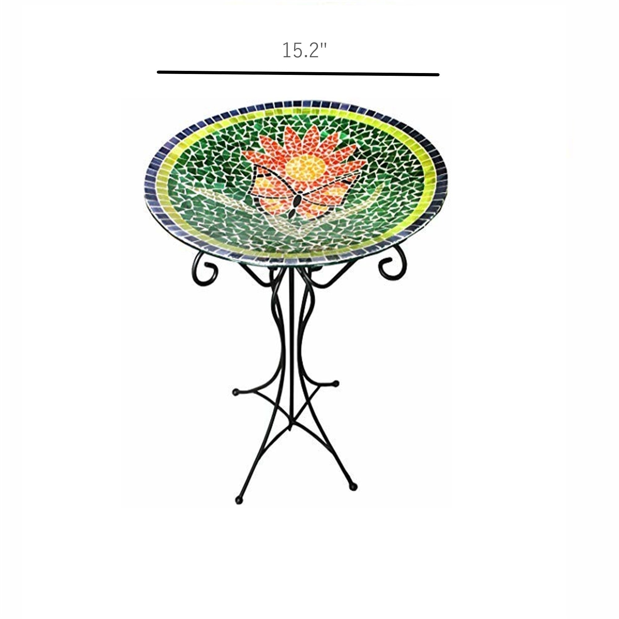 Gardener's Select Butterfly Mosaic Glass Bird Bath and Stand