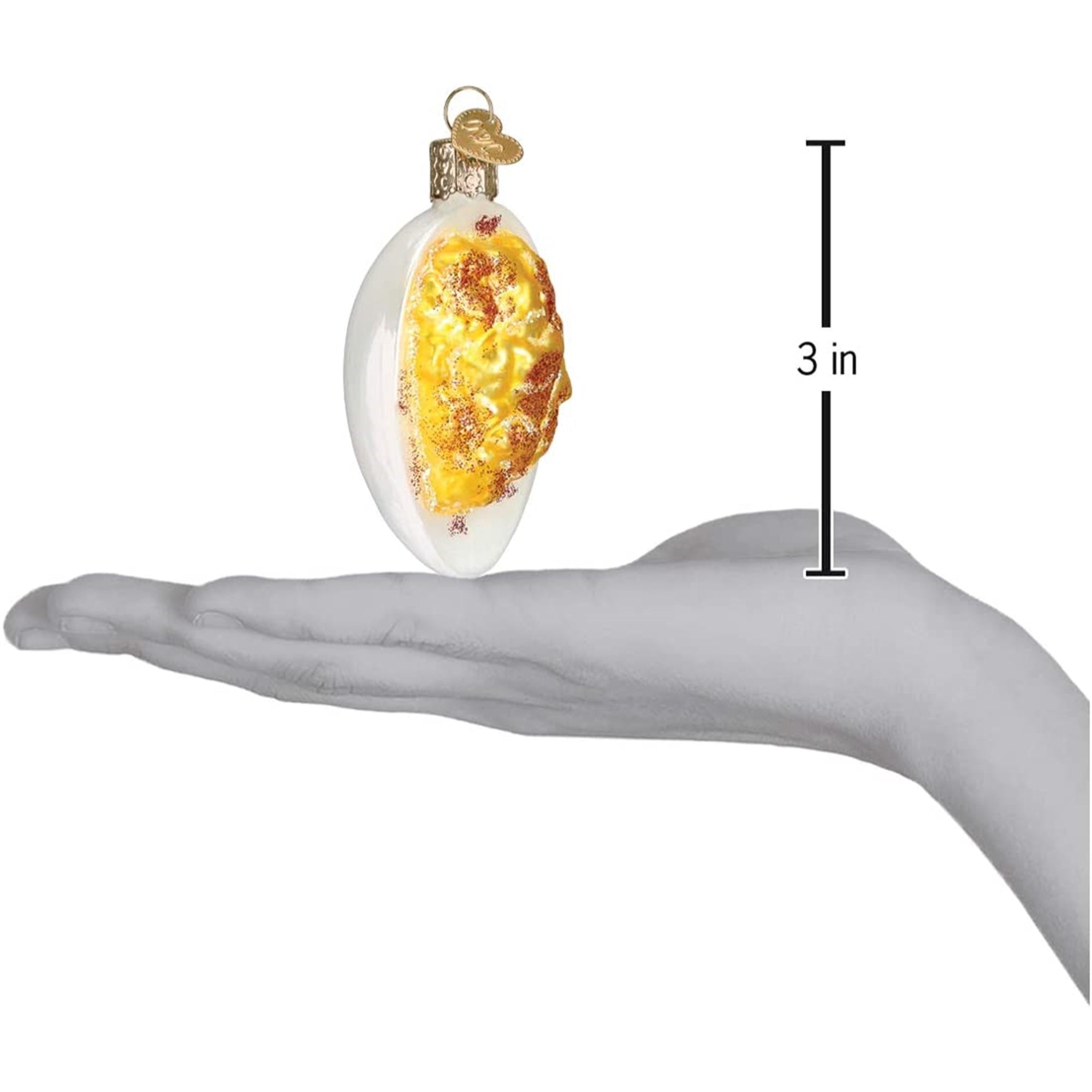 Old World Christmas Glass Blown Ornament Deviled Egg, 3"
