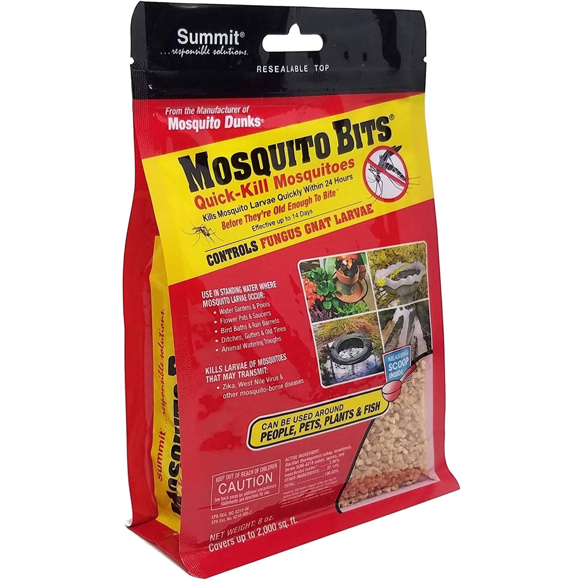 Summit Mosquito Bits Insecticide, Controls Fungus Gnat Larvae, 8 Ounce Bag