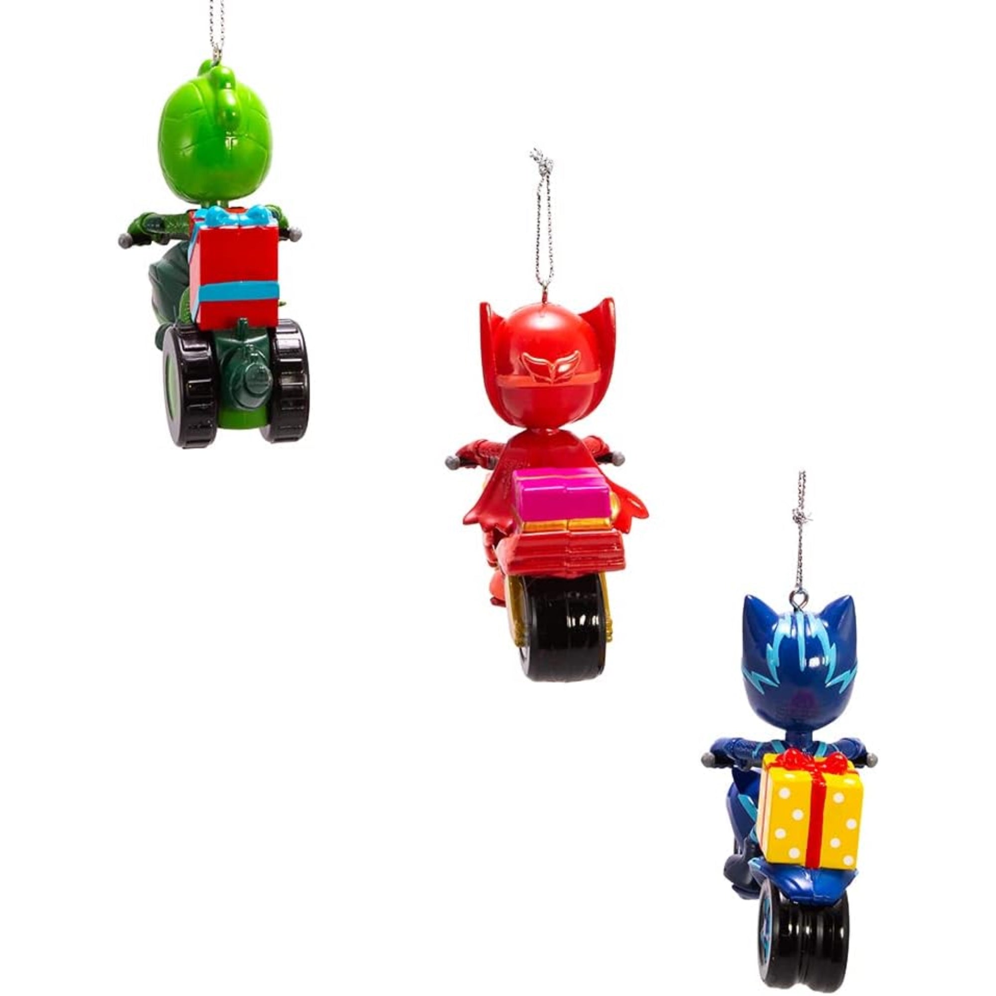 Kurt Adler PJ Masks with Vehicle Christmas Plastic Ornament Set of 3, 3.25"